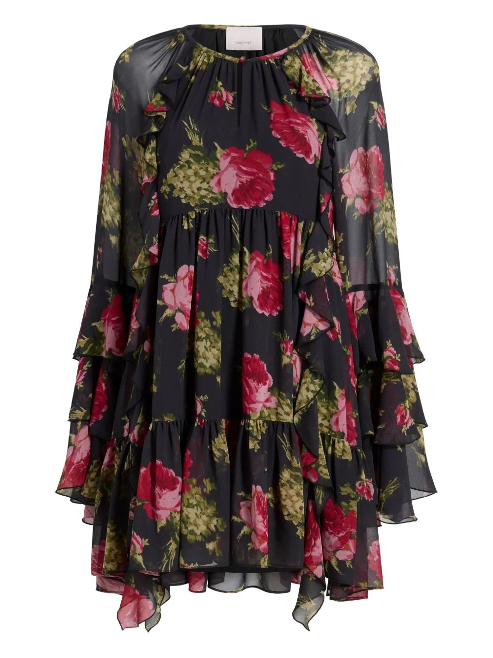 Emelia ruffled baroque-roses mini dress - 1