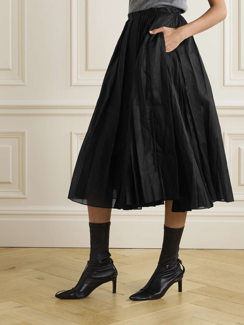 Pleated cotton-organza midi skirt 3