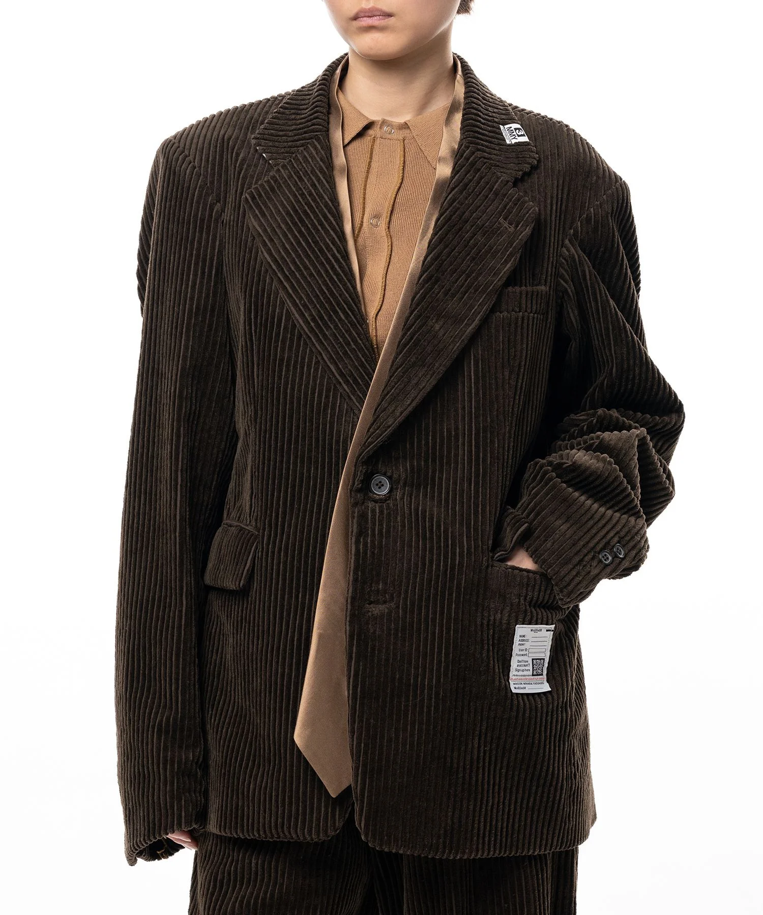 Attached Tie Corduroy Jacket - 1