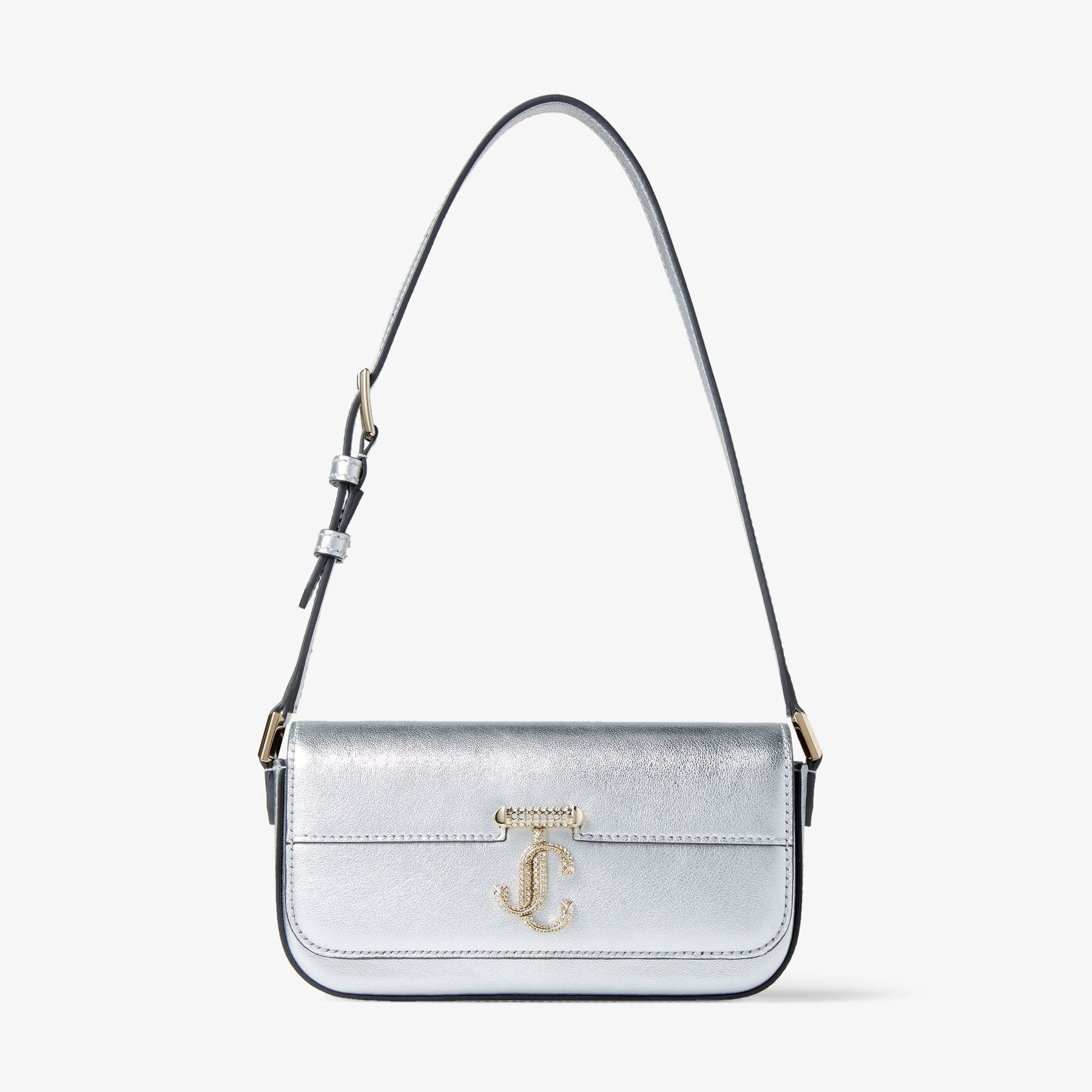 Varenne Mini Shoulder
Silver Metallic Nappa Mini Shoulder Bag with JC Emblem - 1