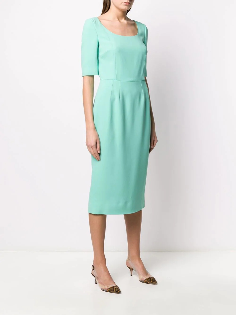 u-neck fitted midi dress - 3