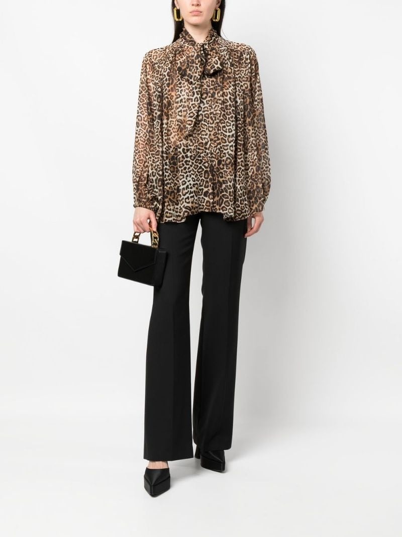 leopard-print silk blouse - 2