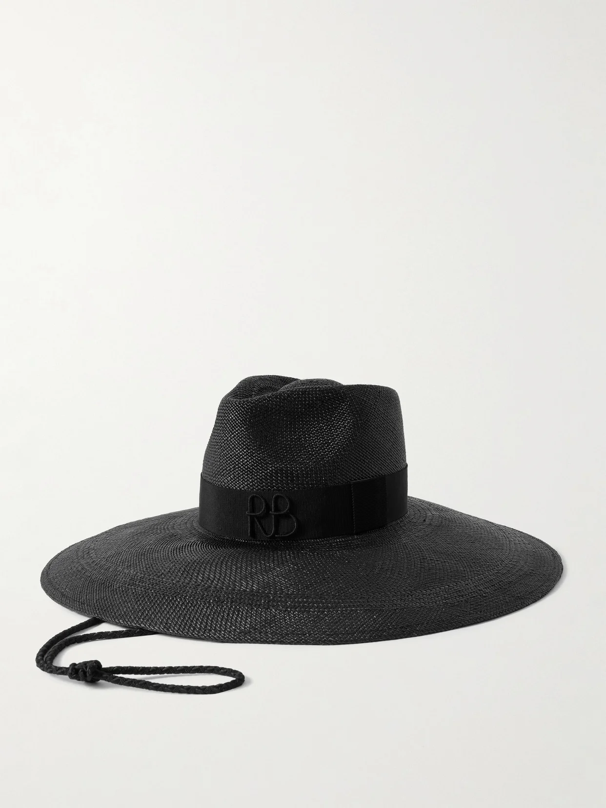 Embroidered Silk Grosgrain-trimmed Straw Hat - 1