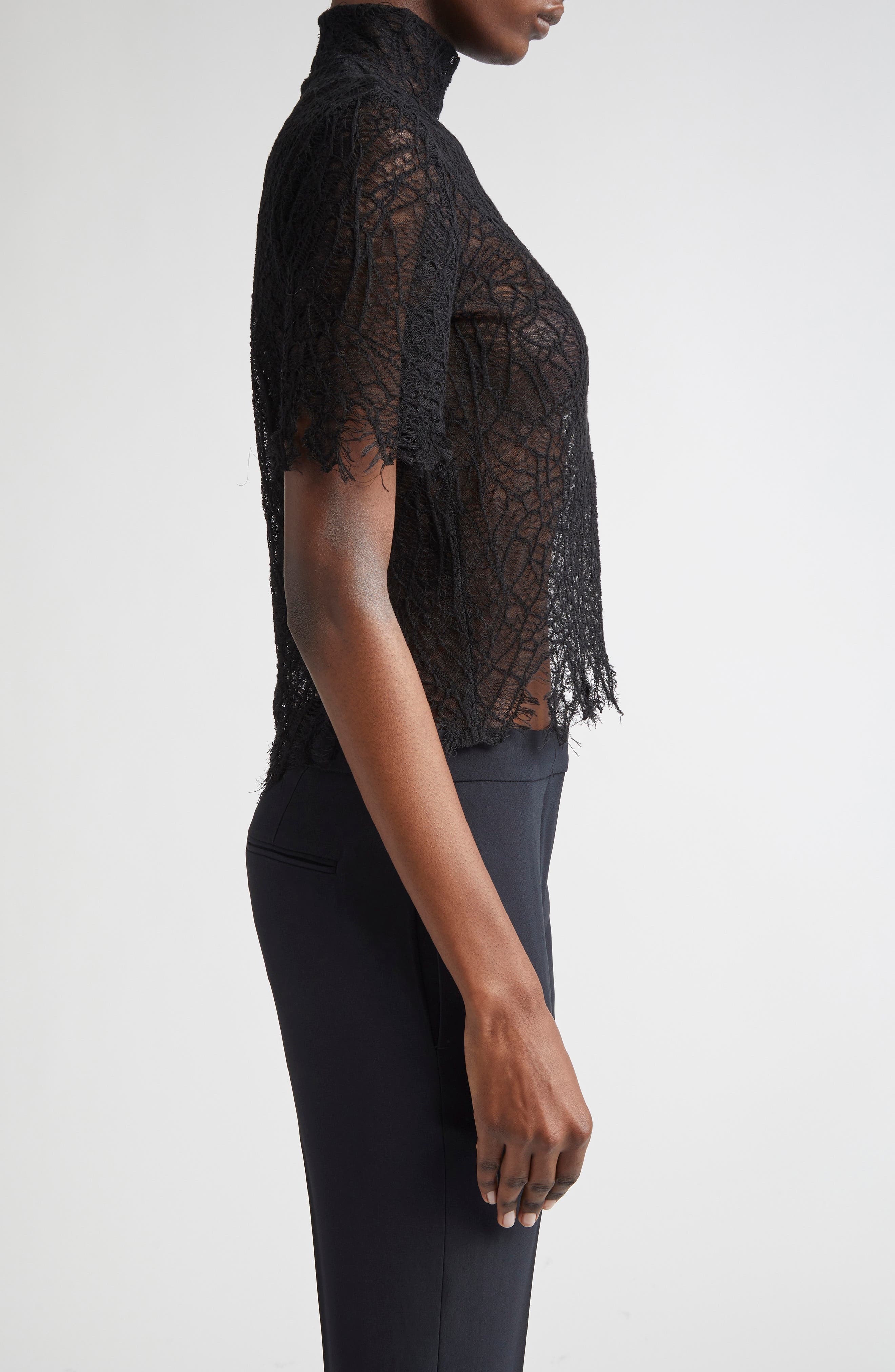 McQueen Cobweb Lace Top in Black at Nordstrom - 4
