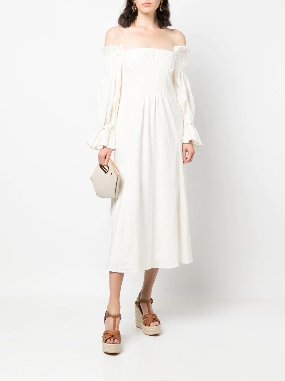 cold-shoulder ruffle-sleeve dress - 2