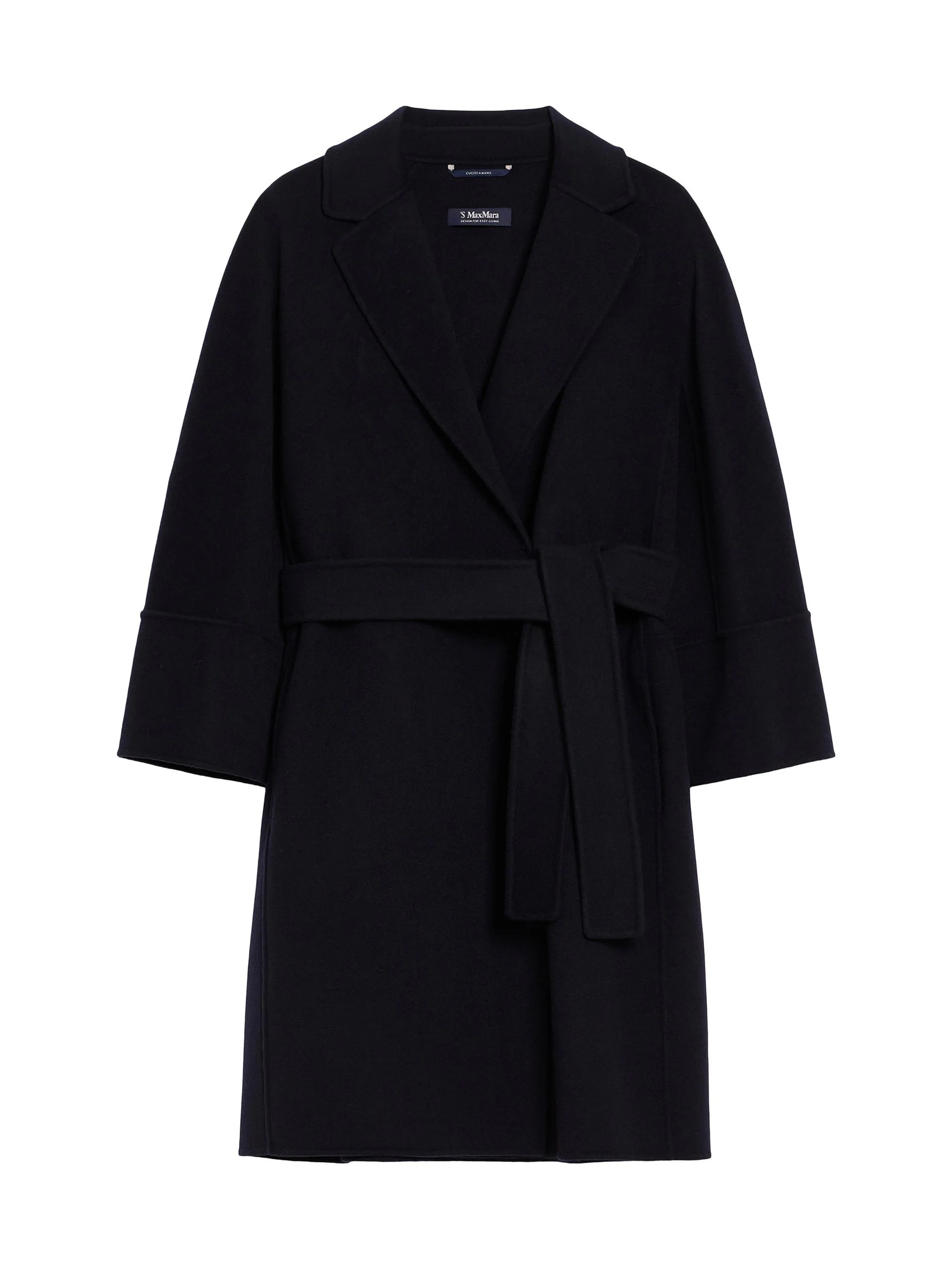 Women's Short Double Faced Wool Coat - Midnightblue - 1