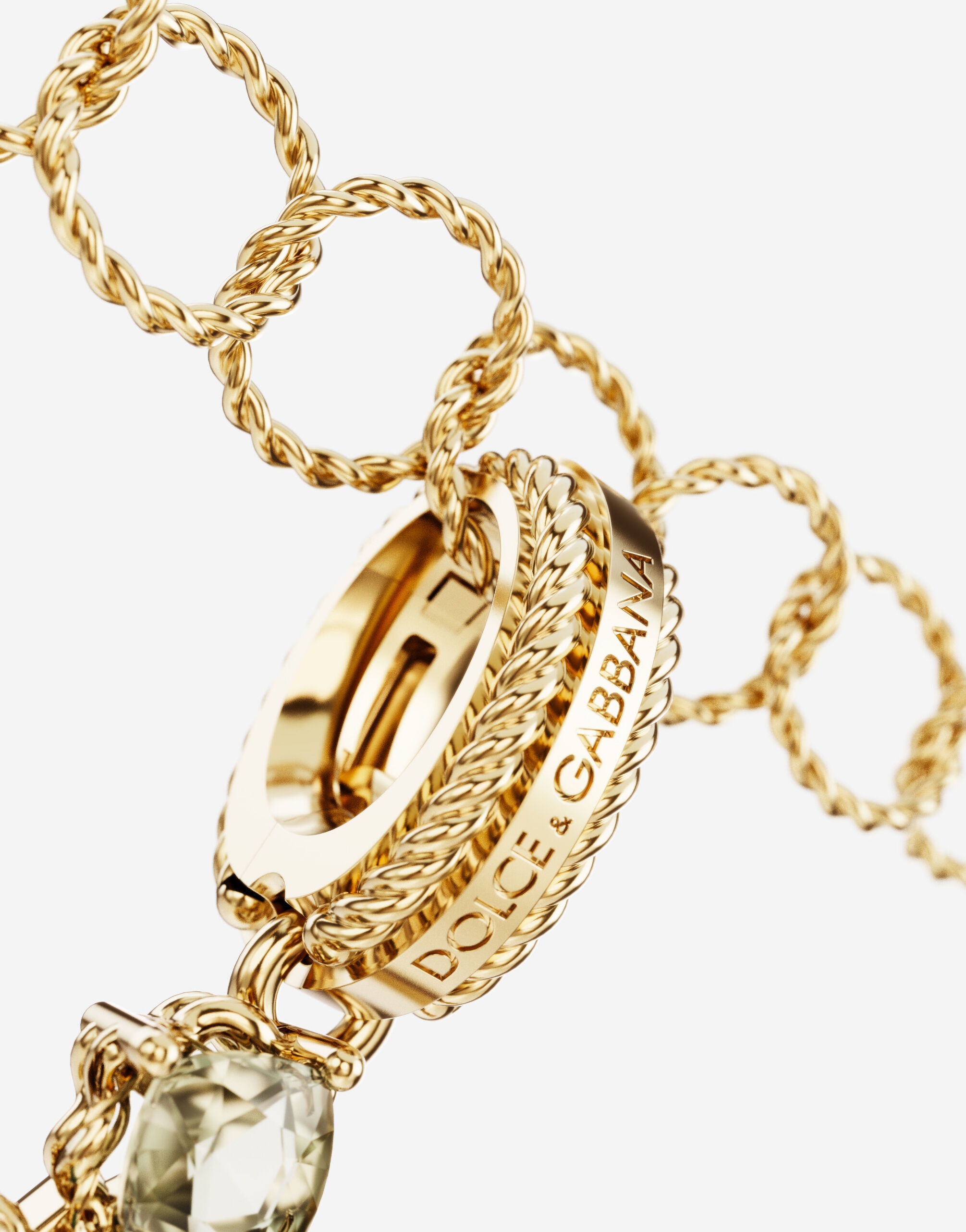 Charm W Lettering 18-carat yellow gold and multicolored gems - 3