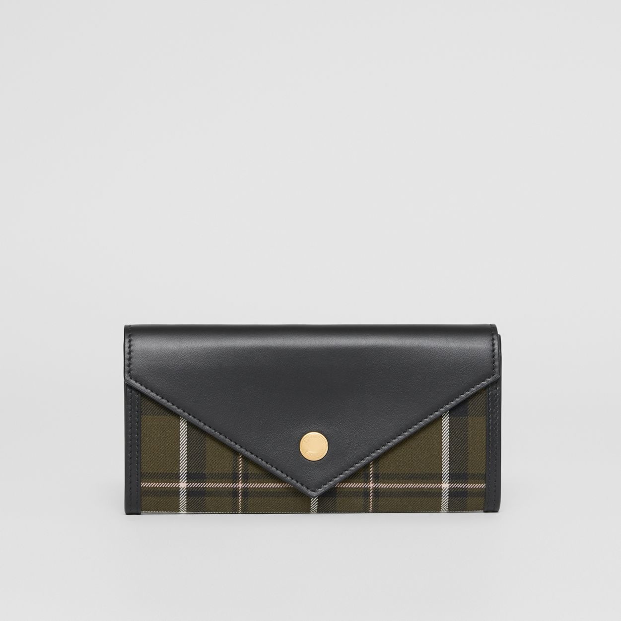 Tartan Wool and Leather Continental Wallet - 1