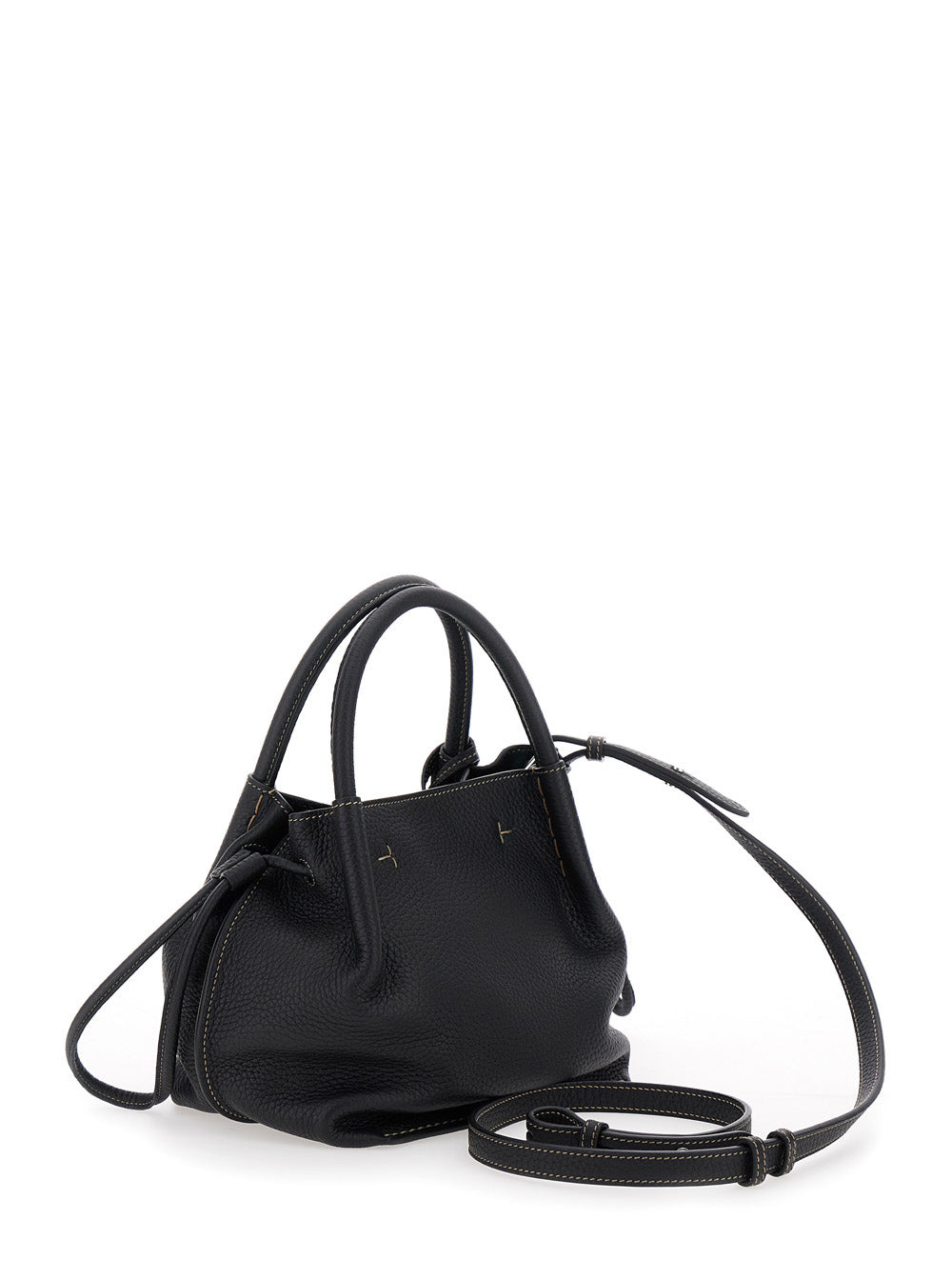 Tod's Women Black Handbag With Drawstring Closure And Adjustable Shoulder Strap In Grained Leather W - 3