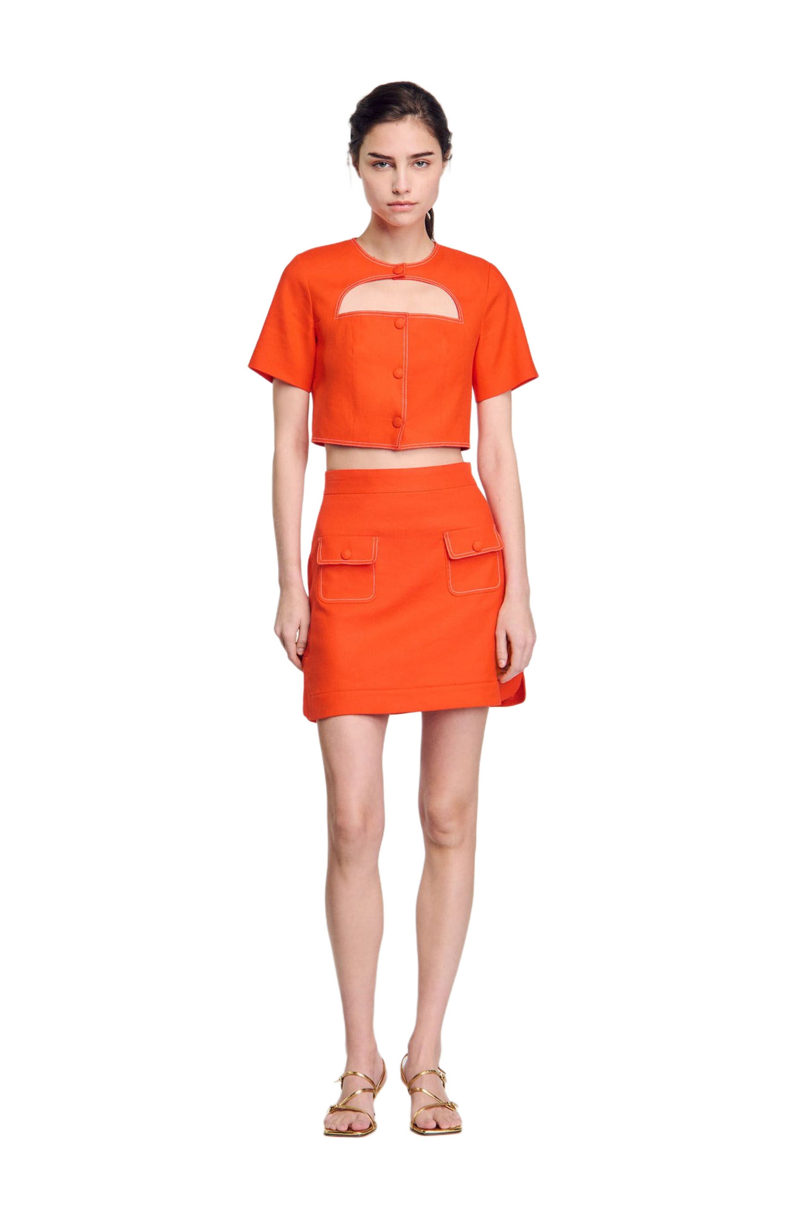 SANDRO Short skirt with pockets in Orange at Nordstrom - 6