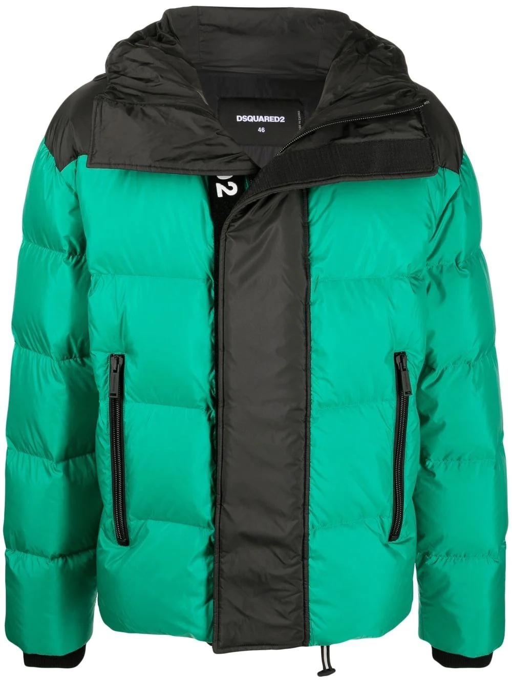 zip-pockets hooded padded jacket - 1