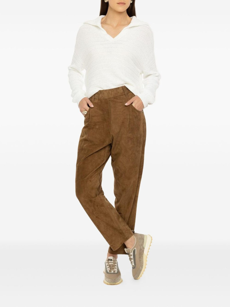 Brunello Cucinelli pull-on suede trousers outlook