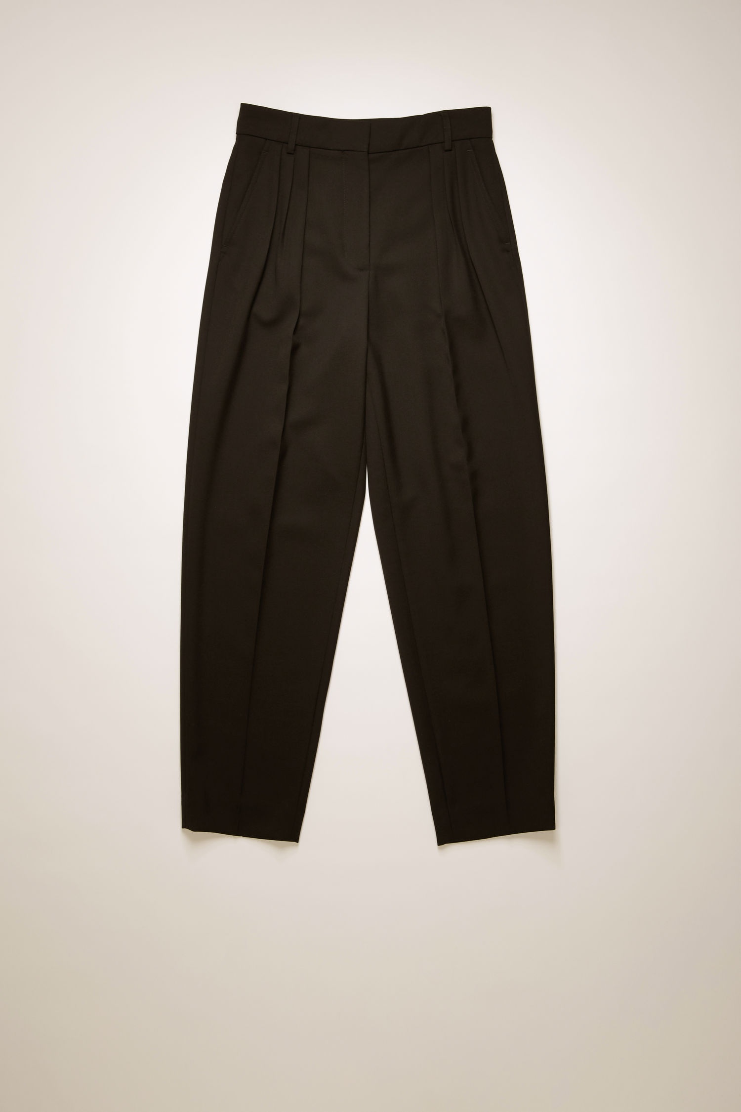 Pleated tapered-leg trousers black - 1