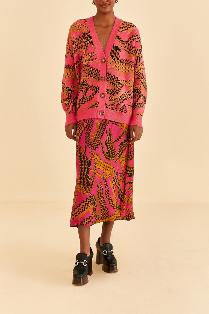 Pink Croco Midi Skirt 2