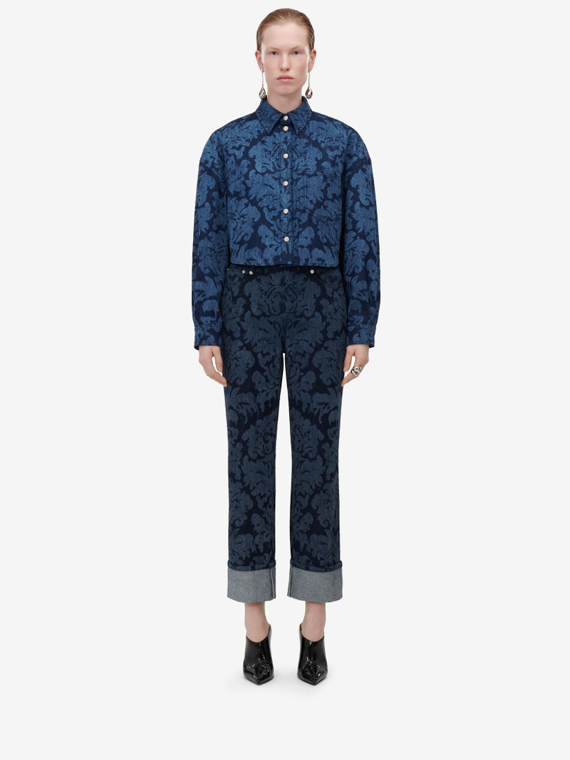 Alexander McQueen Women's Damask Boyfriend Jeans in Denim outlook