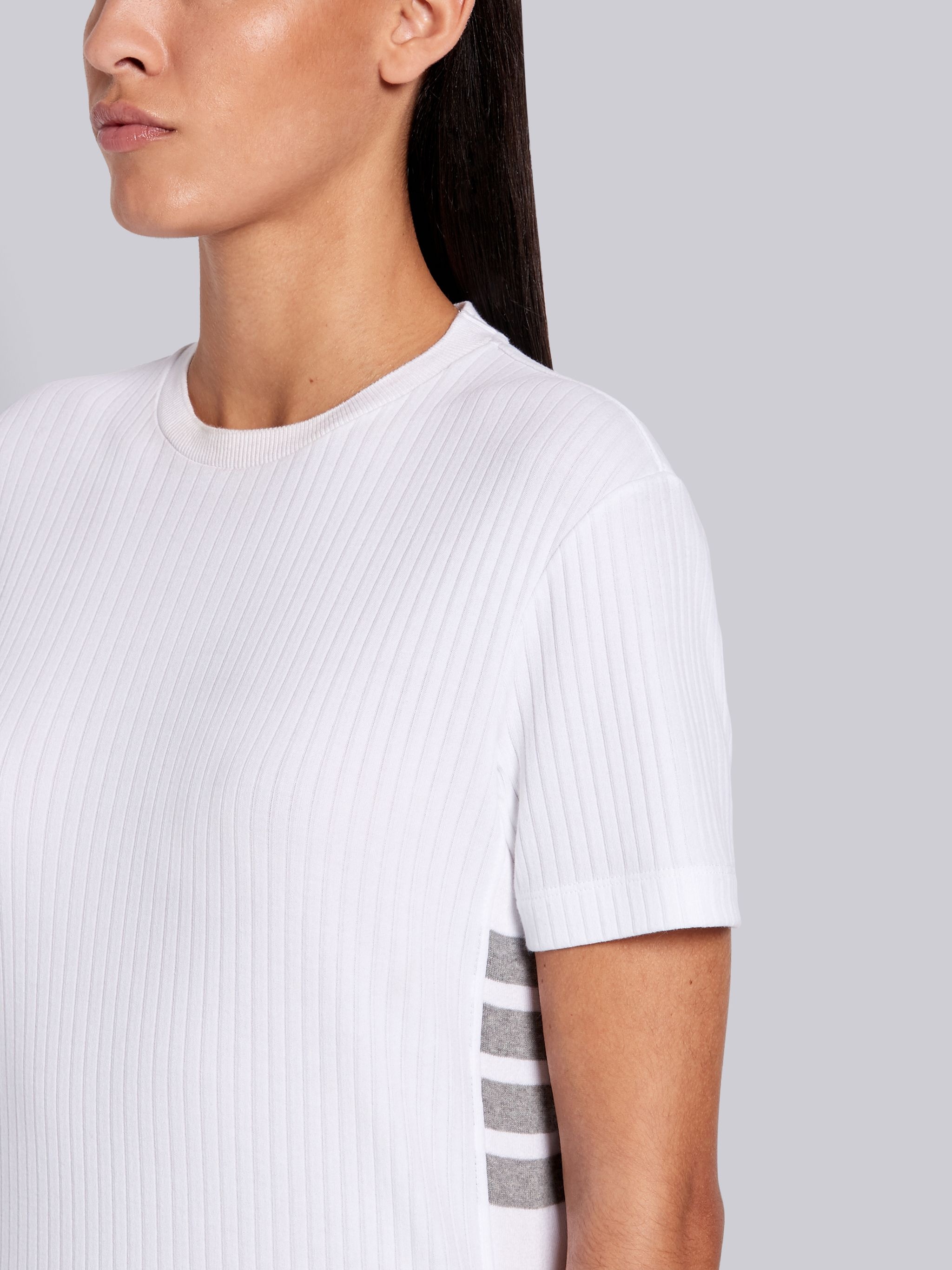 White High Twisted Rib Side Insert 4-Bar T-shirt - 5