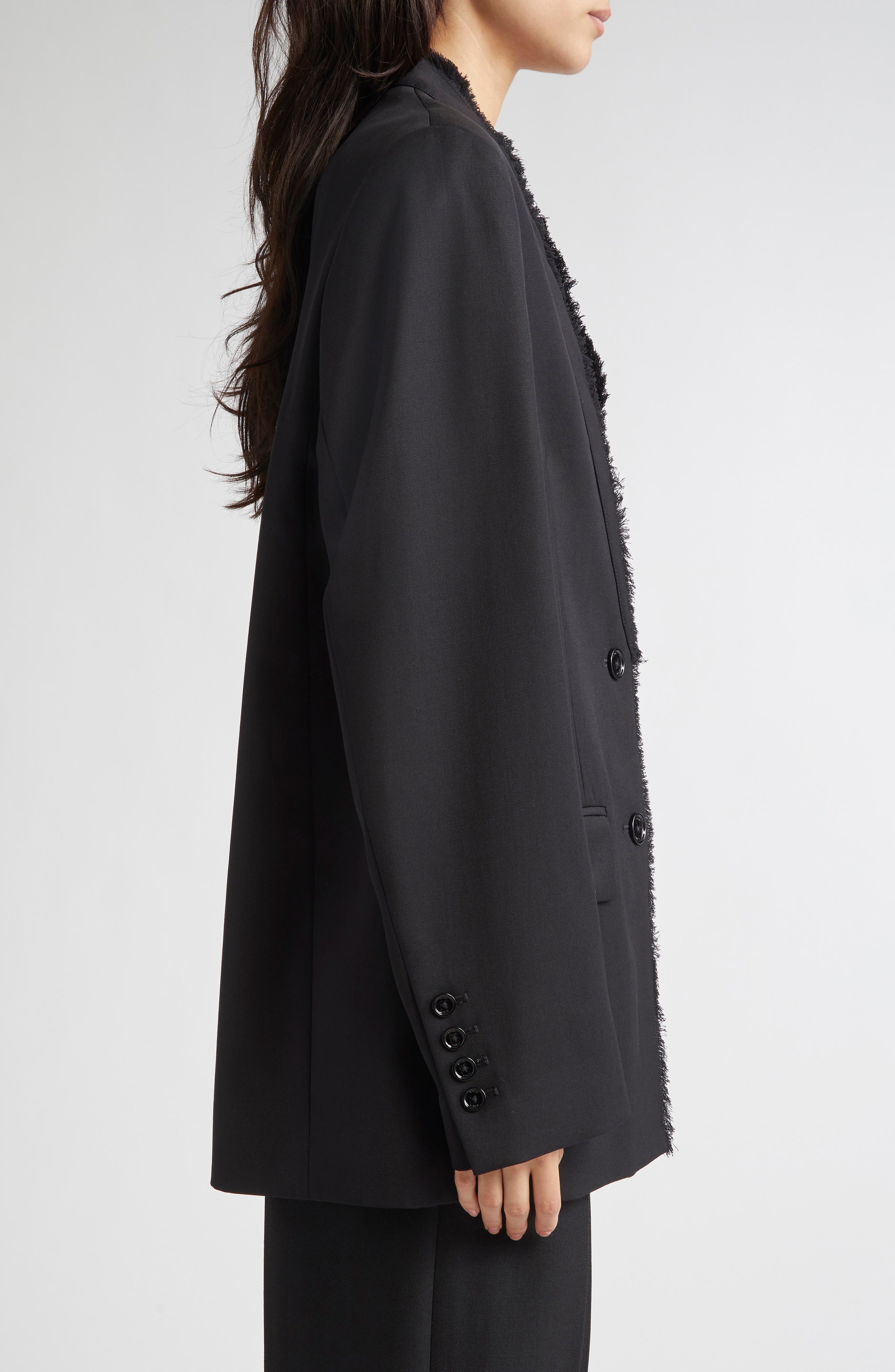 TOTEME Raw Lapel Blazer in Black at Nordstrom - 3
