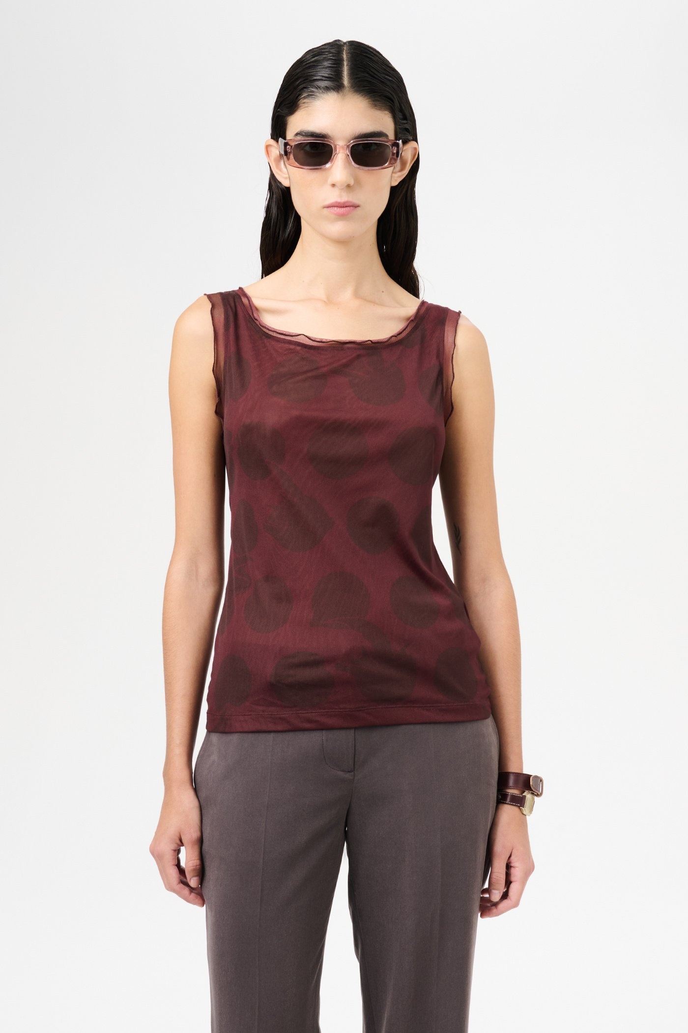 Perfect Tank Dotted Pink Print Mesh - 3