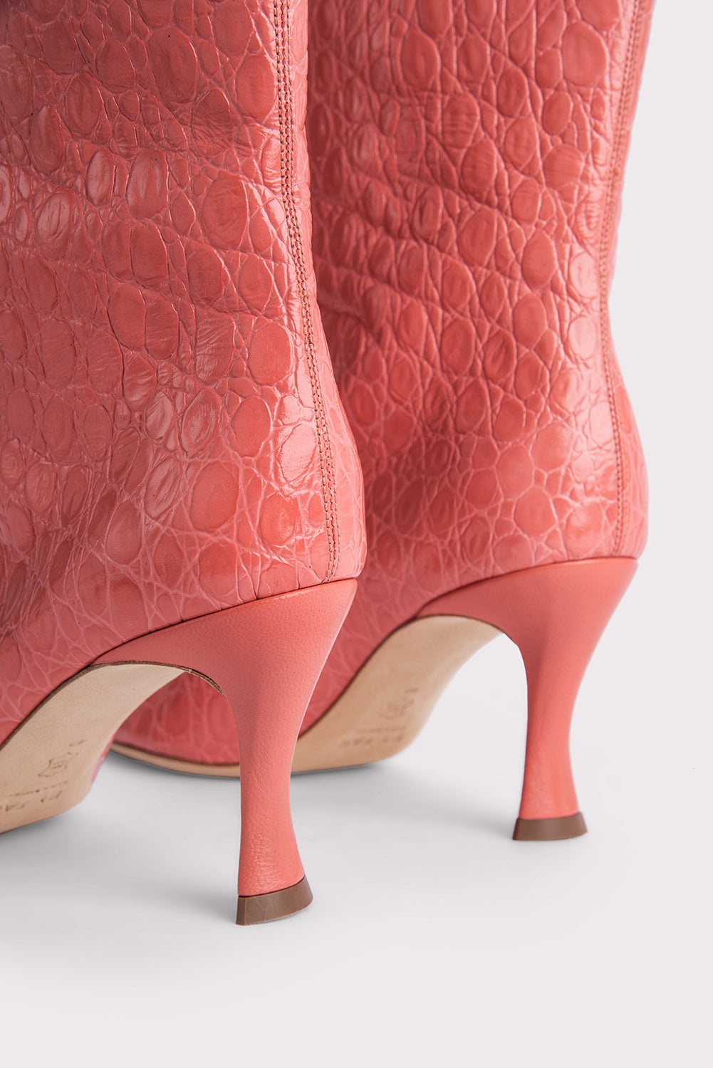 Stevie 42 Salmon Circular Croco Embossed Leather - 6