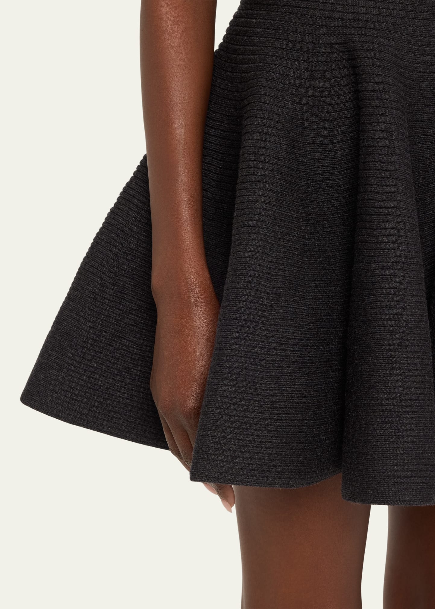 Ribbed Wool Fit-Flare Mini Skirt - 5