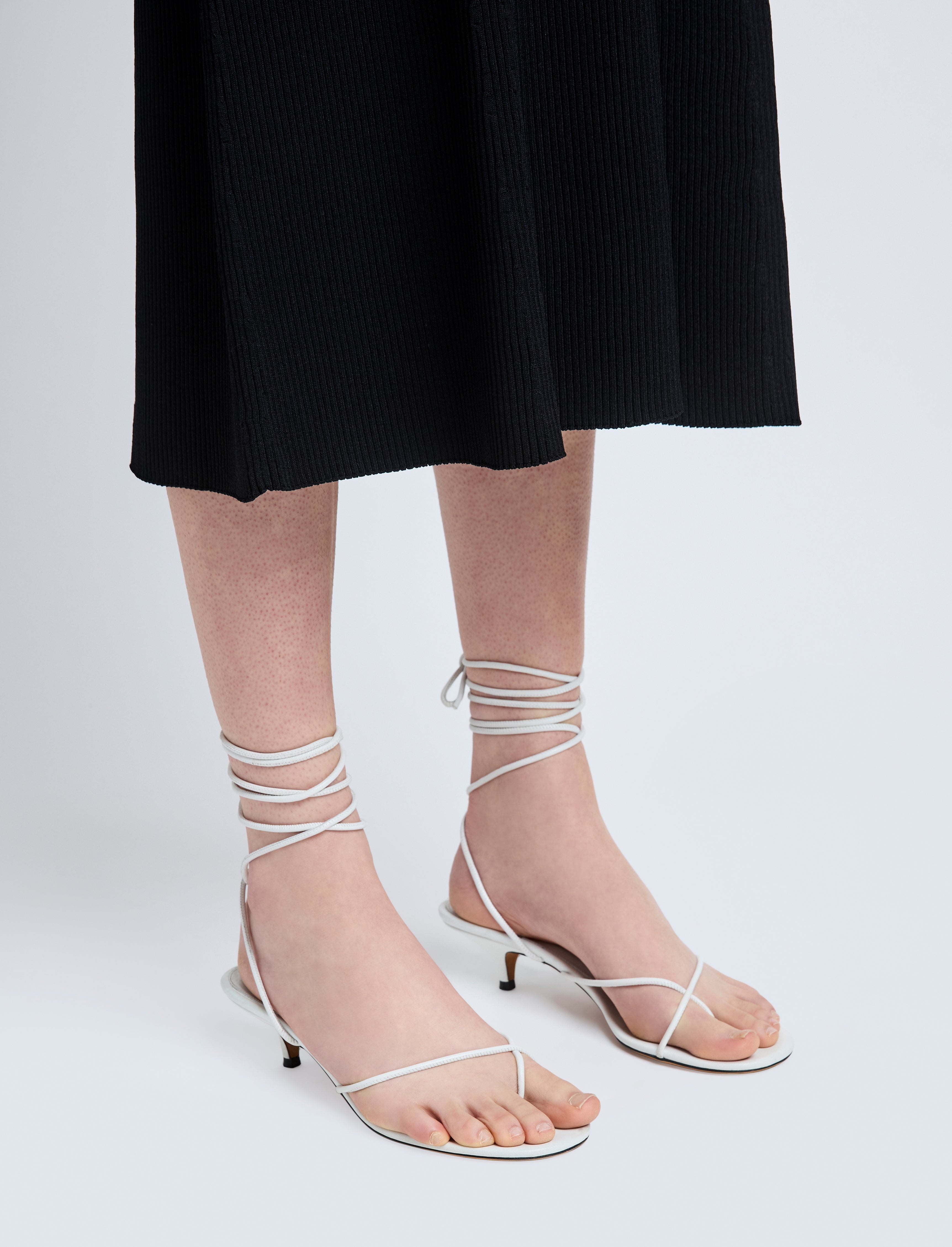 Slash Tie Sandals in Capretto Leather - 5