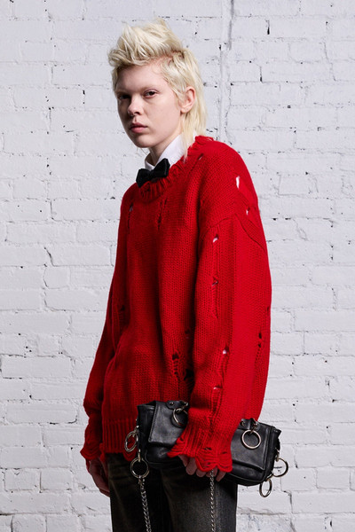R13 OVERSIZED DISTRESSED SWEATER - RED CASHMERE outlook
