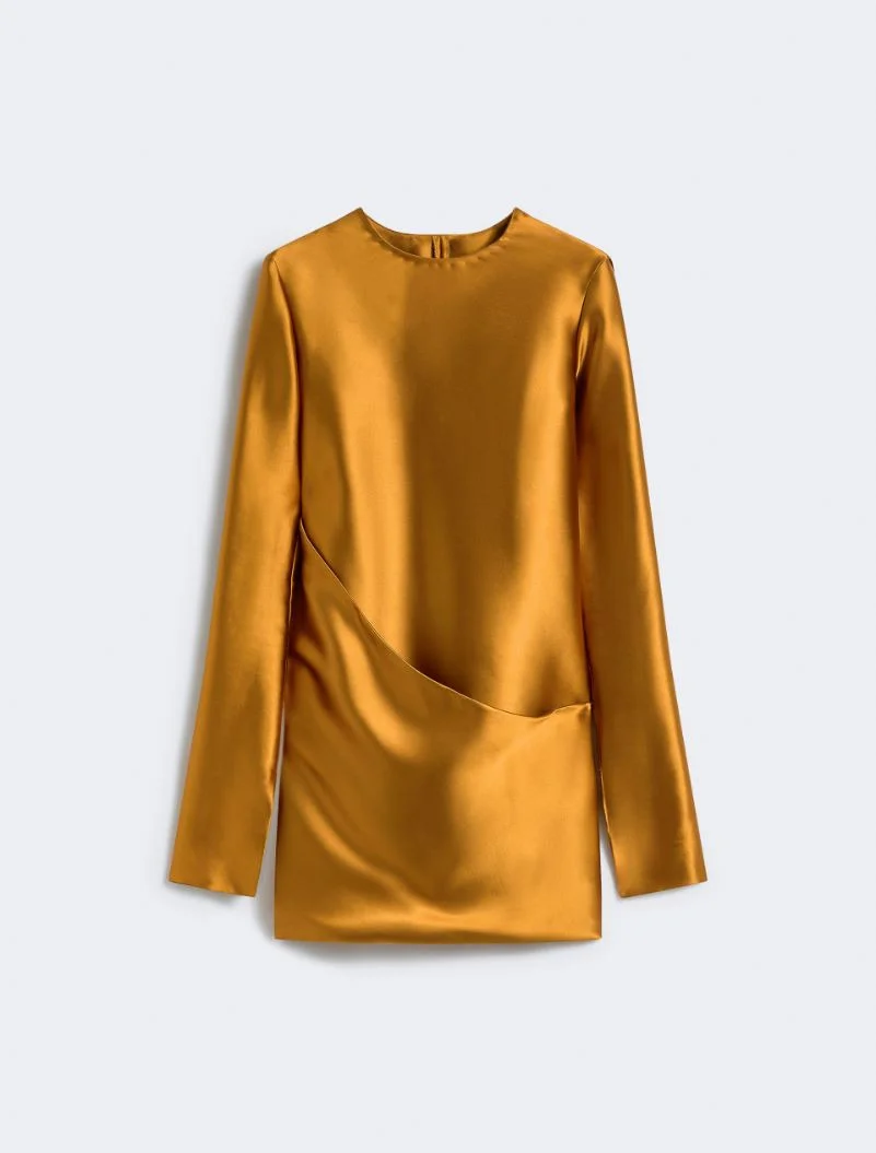 Dress with asymmetric panel - RUNWAY - OCHRE - 1