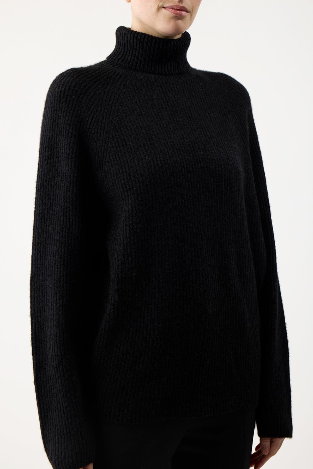 Wigman Knit Turtleneck Sweater in Black Cashmere - 5