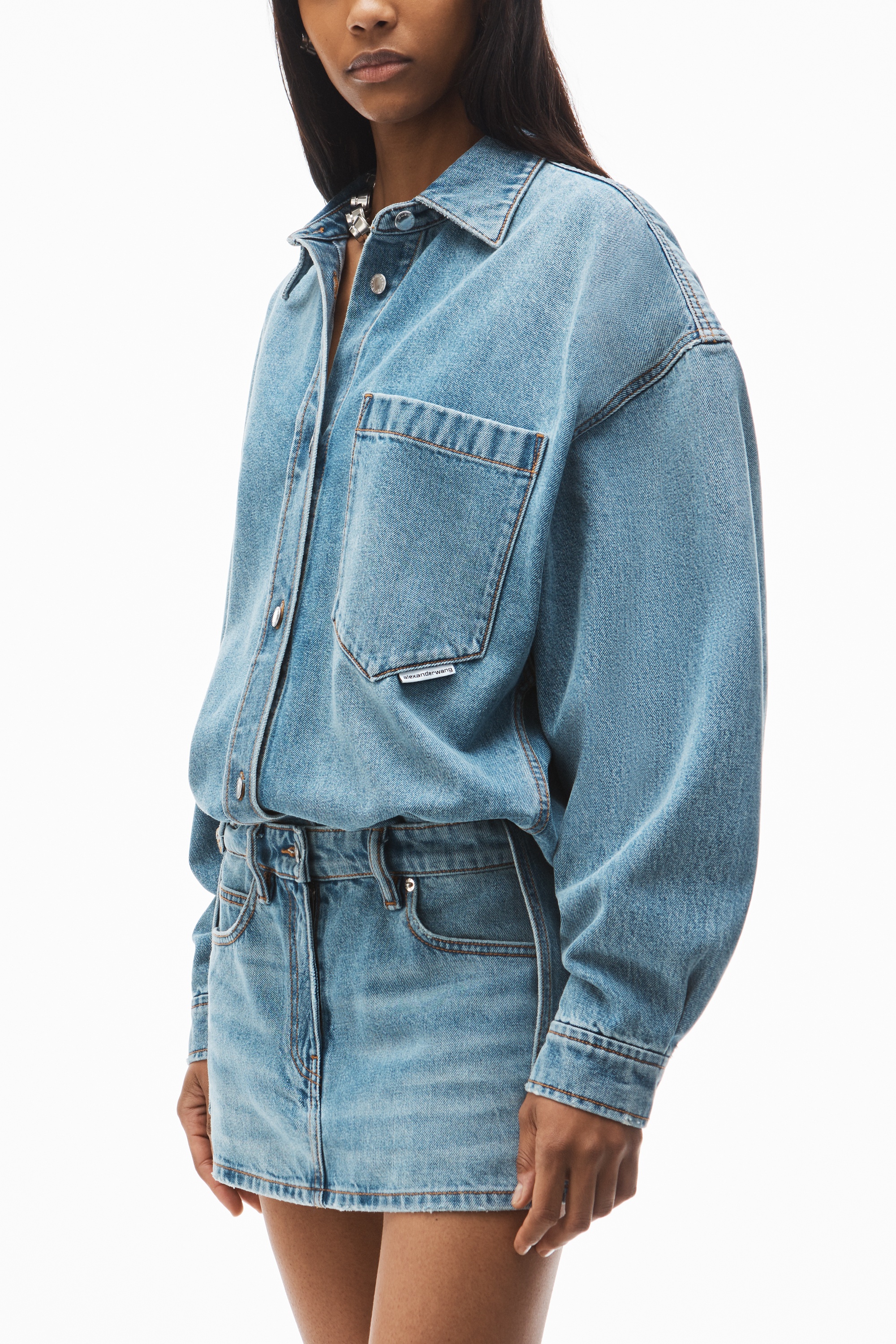 pre-styled denim shirtdress - 3