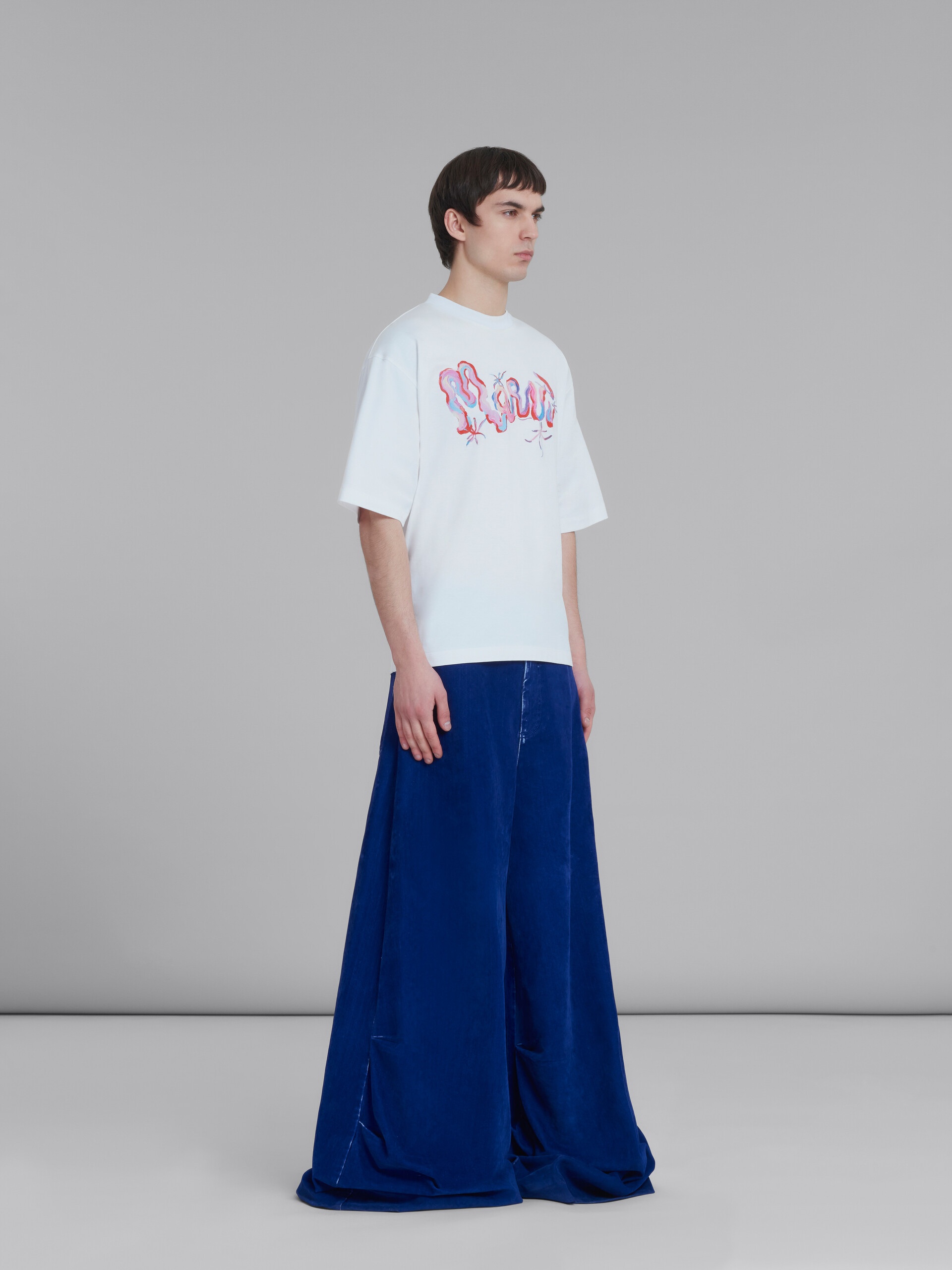 WHITE COTTON T-SHIRT WITH MARNI WHIRL PRINT - 5