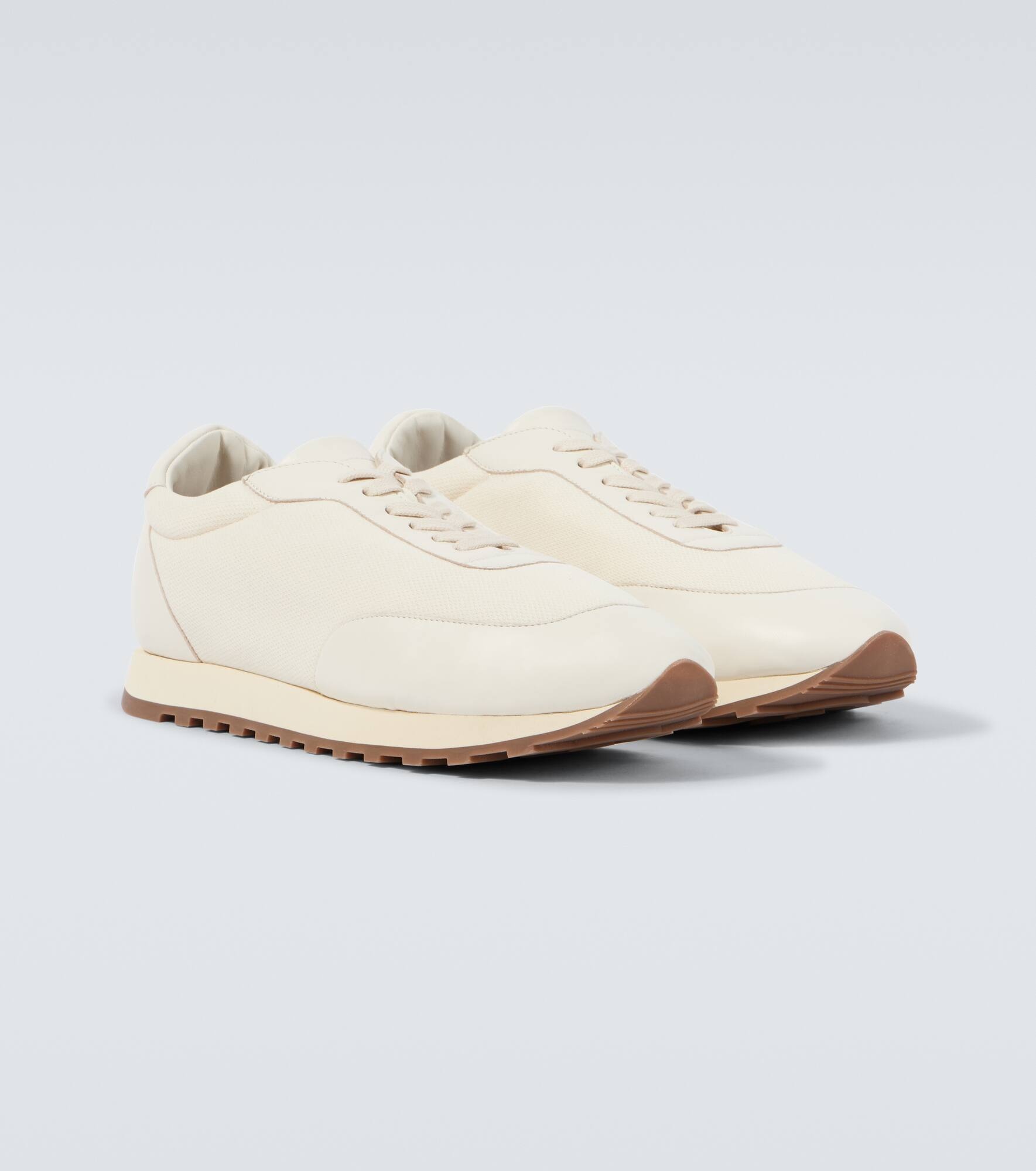 Owen leather-trimmed sneakers - 5