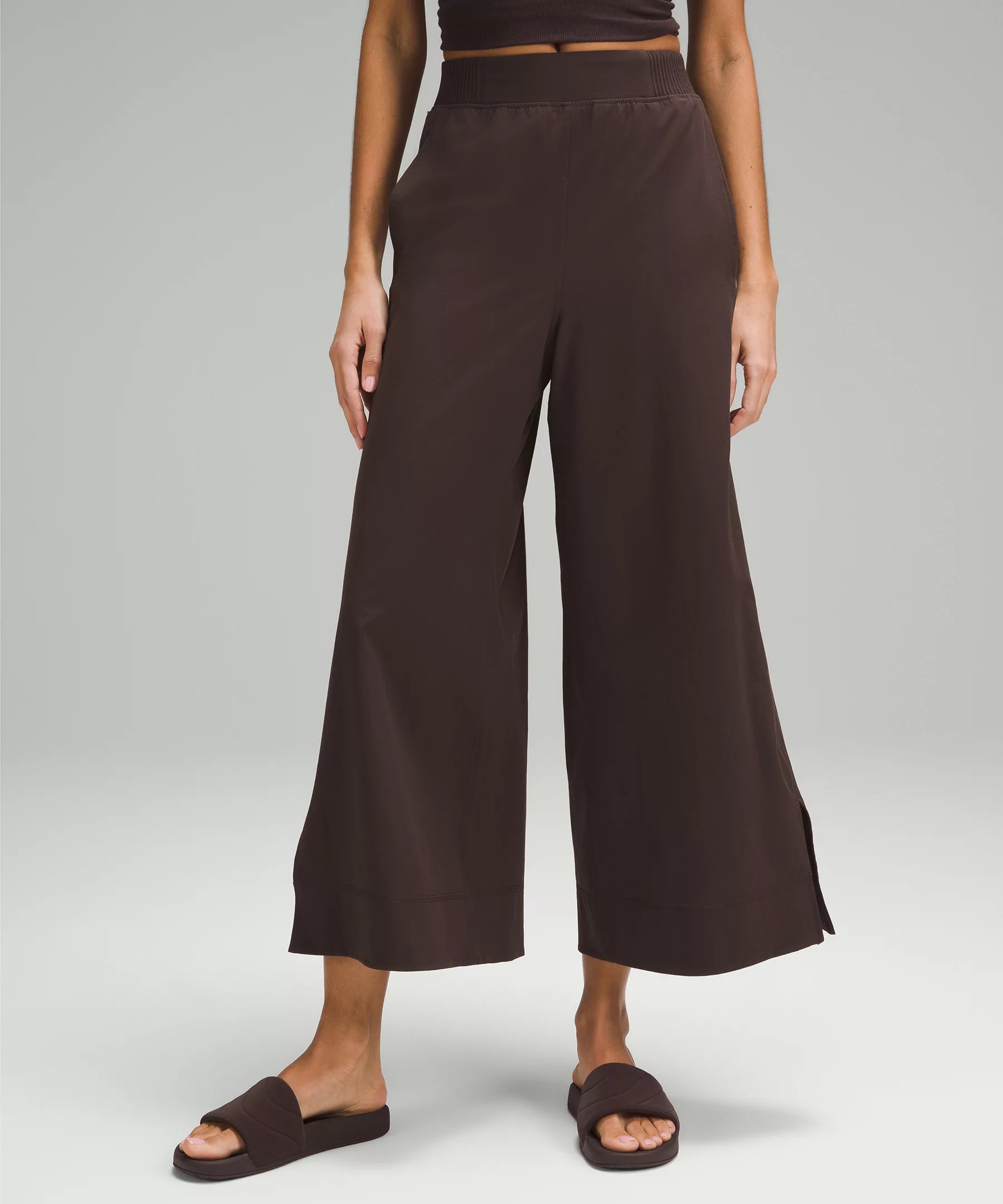 Stretch Woven High-Rise Wide-Leg Cropped Pant - 1