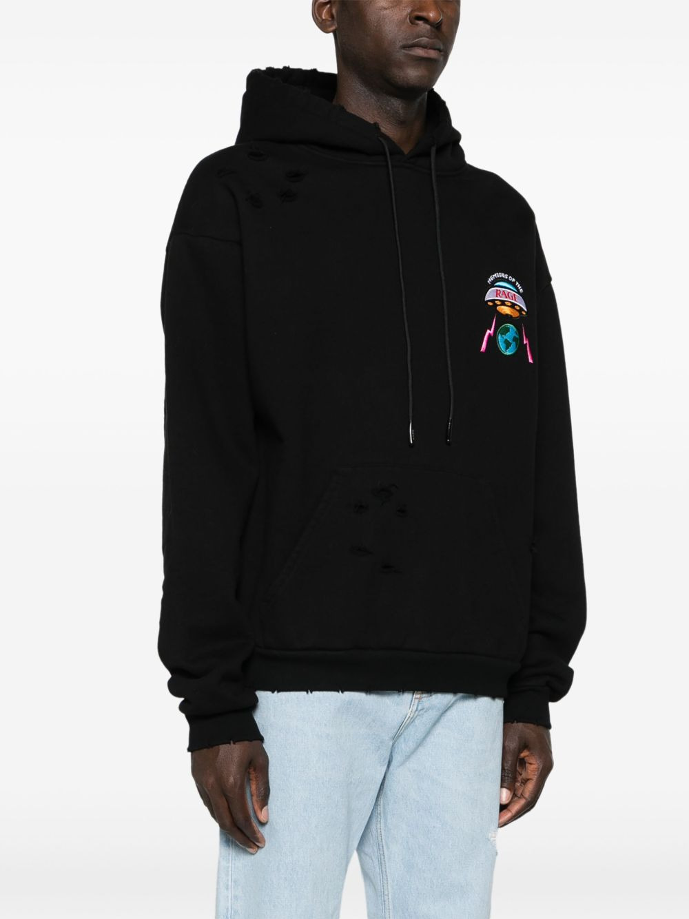 logo-patch distressed hoodie - 3