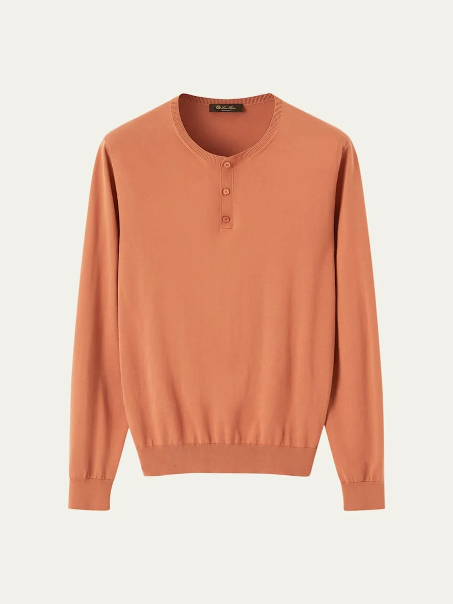 Men's Ice Wish Sea Island Cotton Henley Sweater - 1