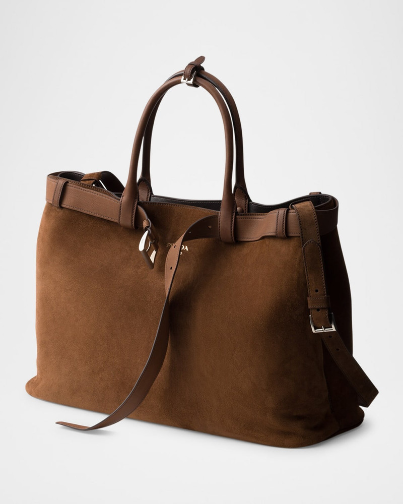 Prada Men's Buckle Suede Shoulder Bag with Belt outlook
