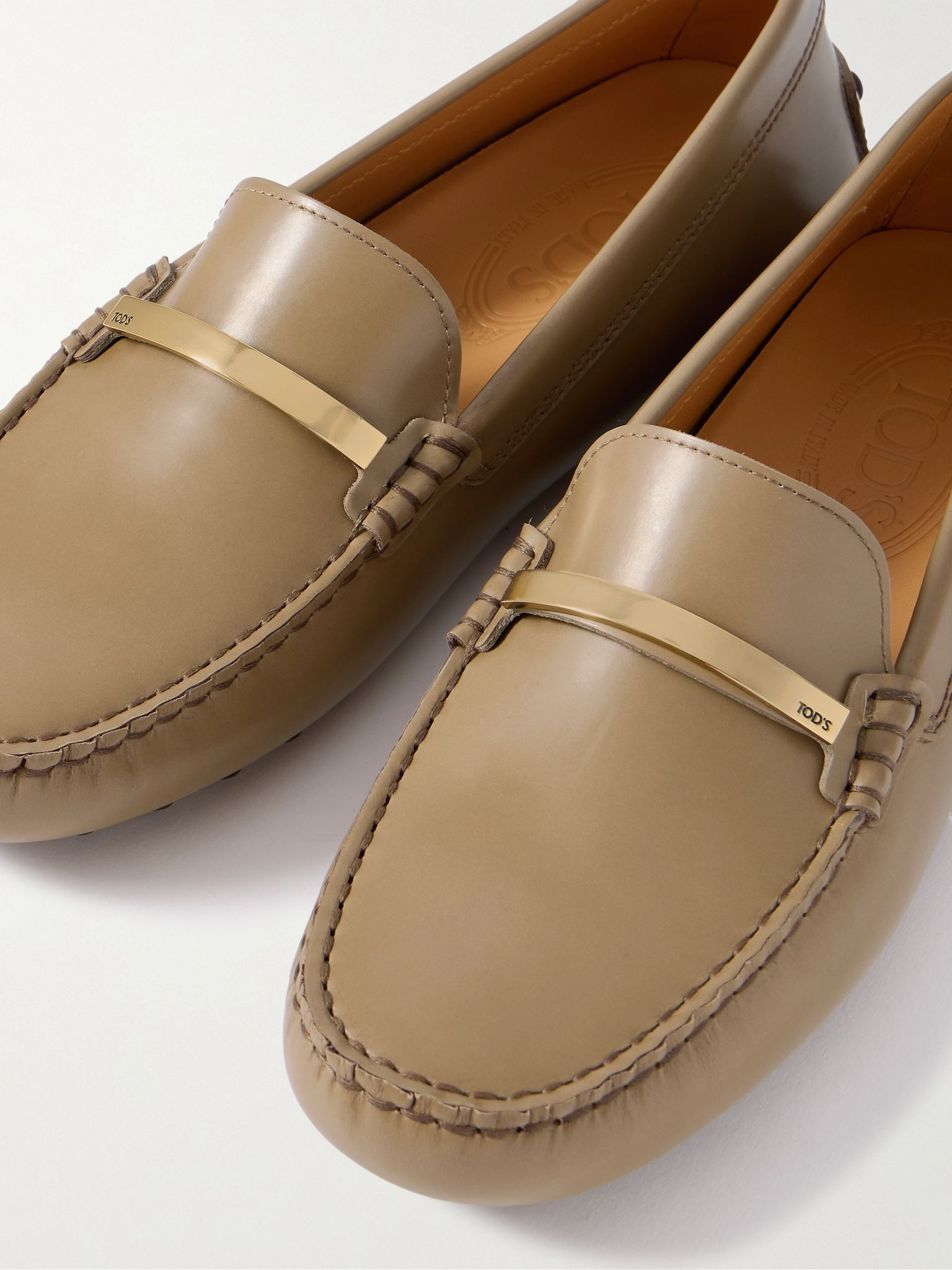 Gommino embellished leather loafers Beige - 4