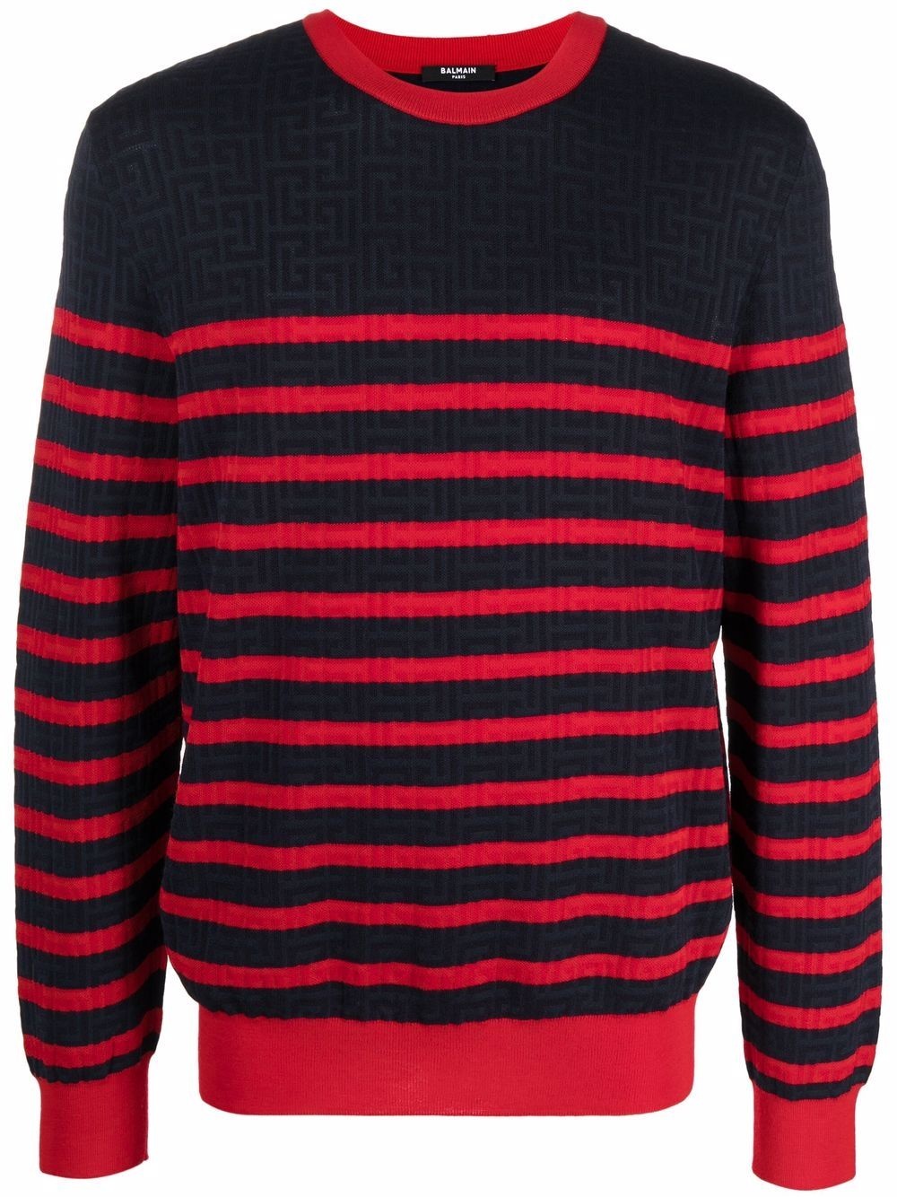 knitted sailor monogram-knit jumper - 1