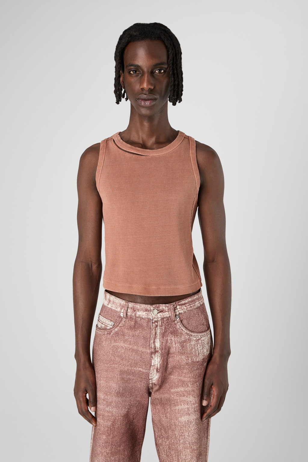 Terracotta Ribbed Tank Top - 2