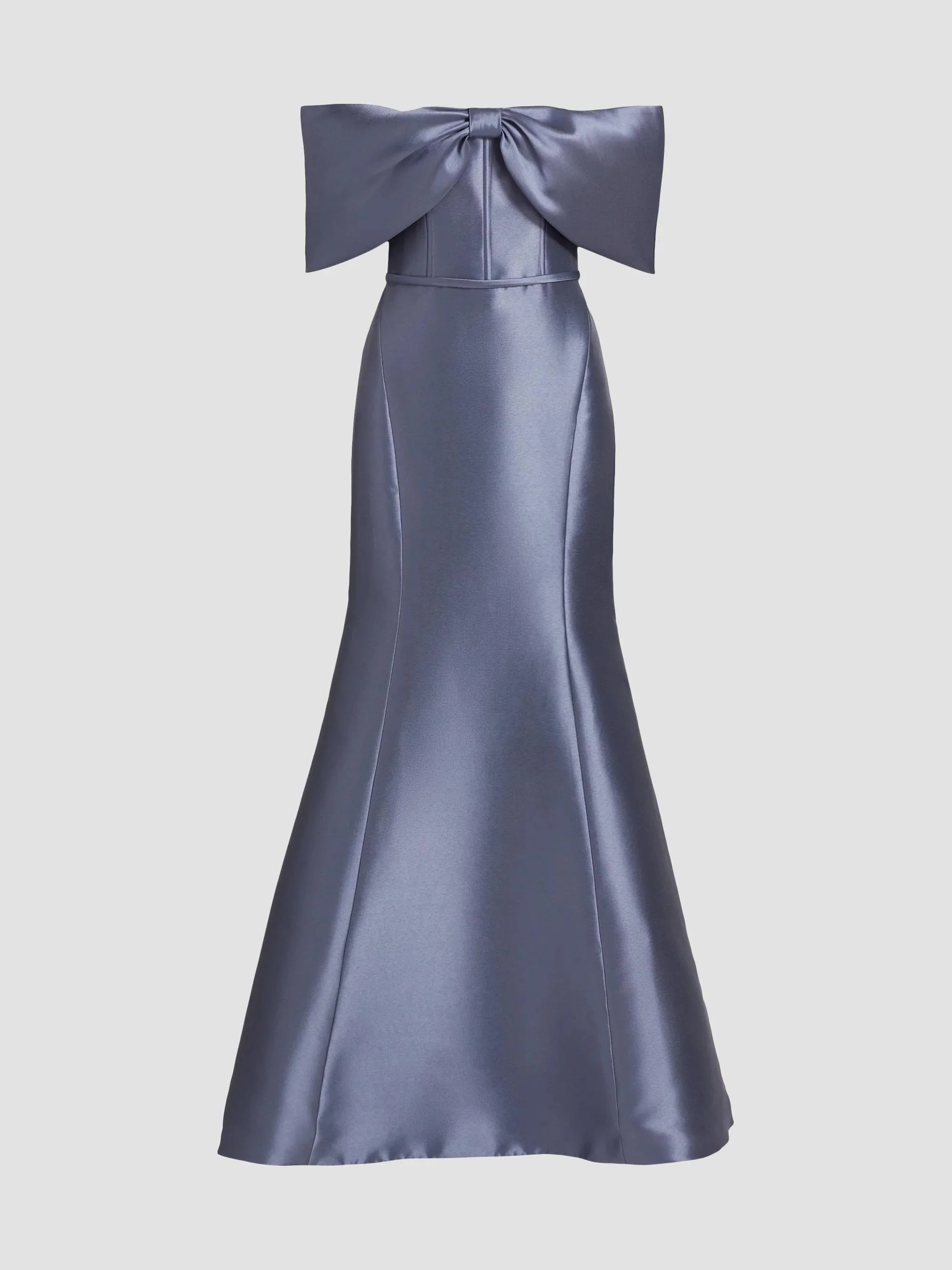 Women's Mikado Off-The-Shoulder Gown - Slate - 1