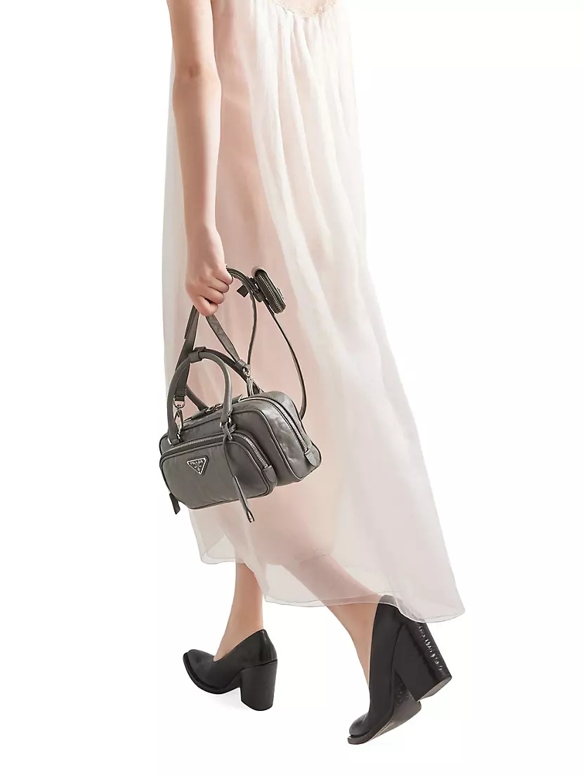 Prada Antique Nappa Leather Multi Pocket Top Handle Bag