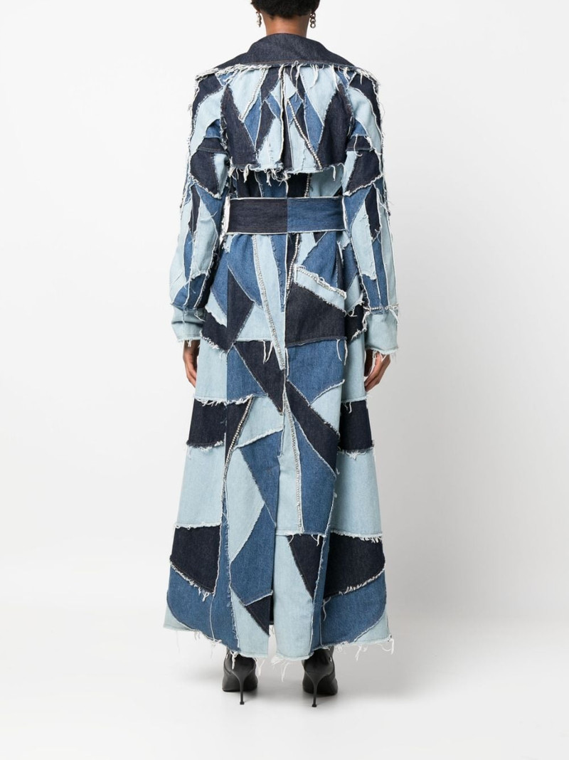 denim-patchwork double-breasted coat 4