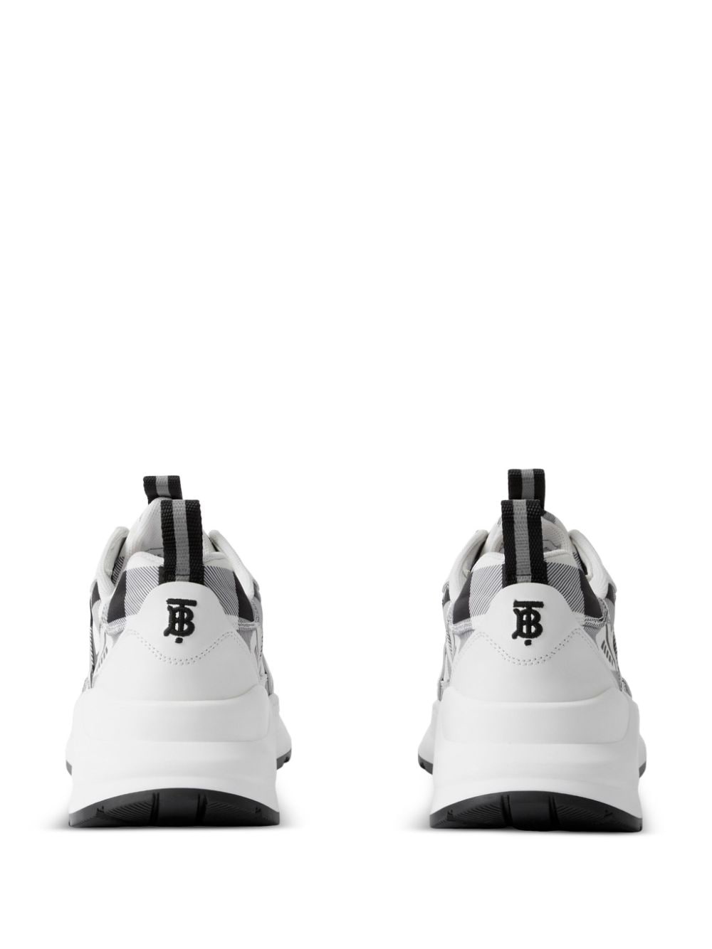 check-pattern leather sneakers - 3
