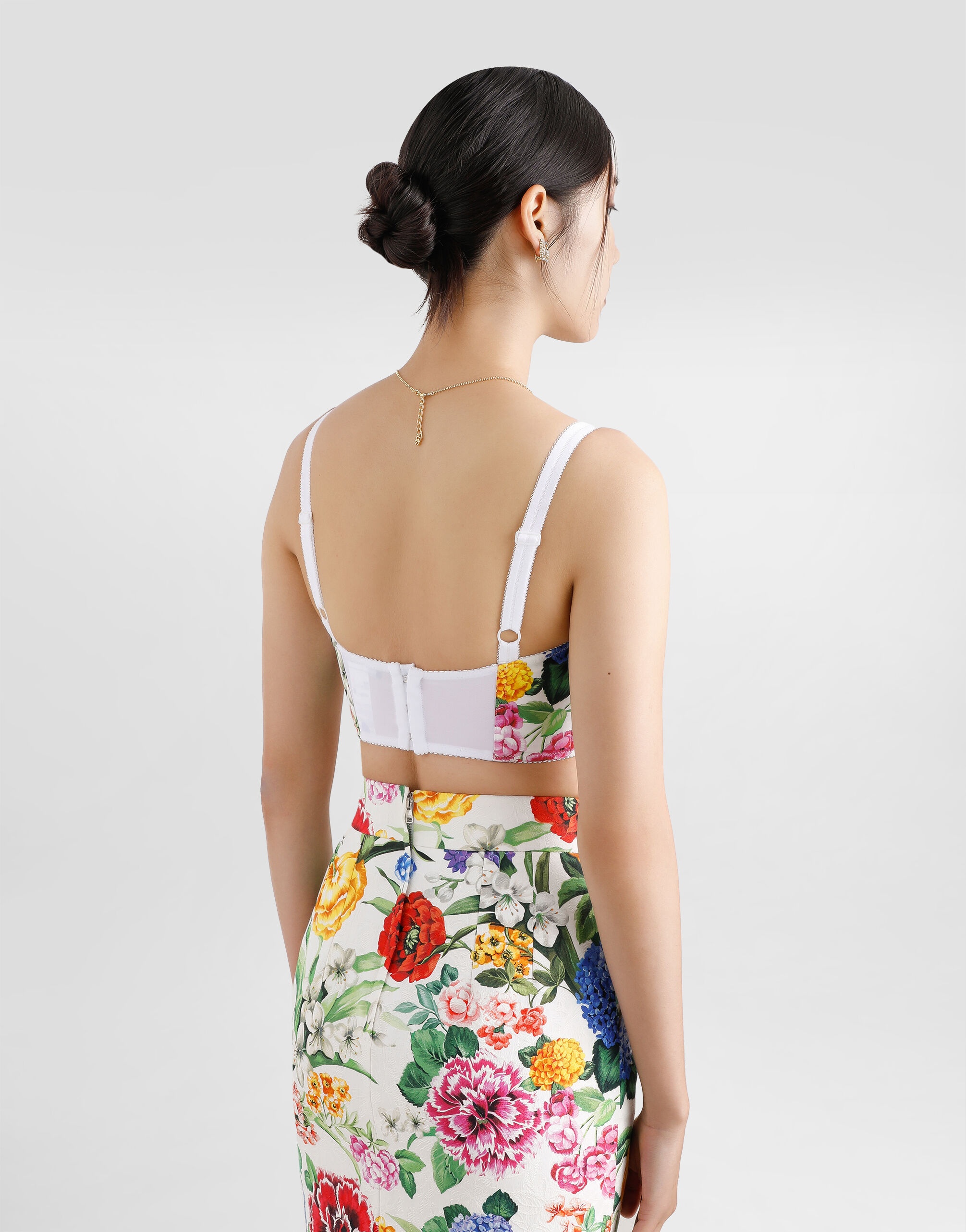 Cotton corset bralette top with floral print - 4
