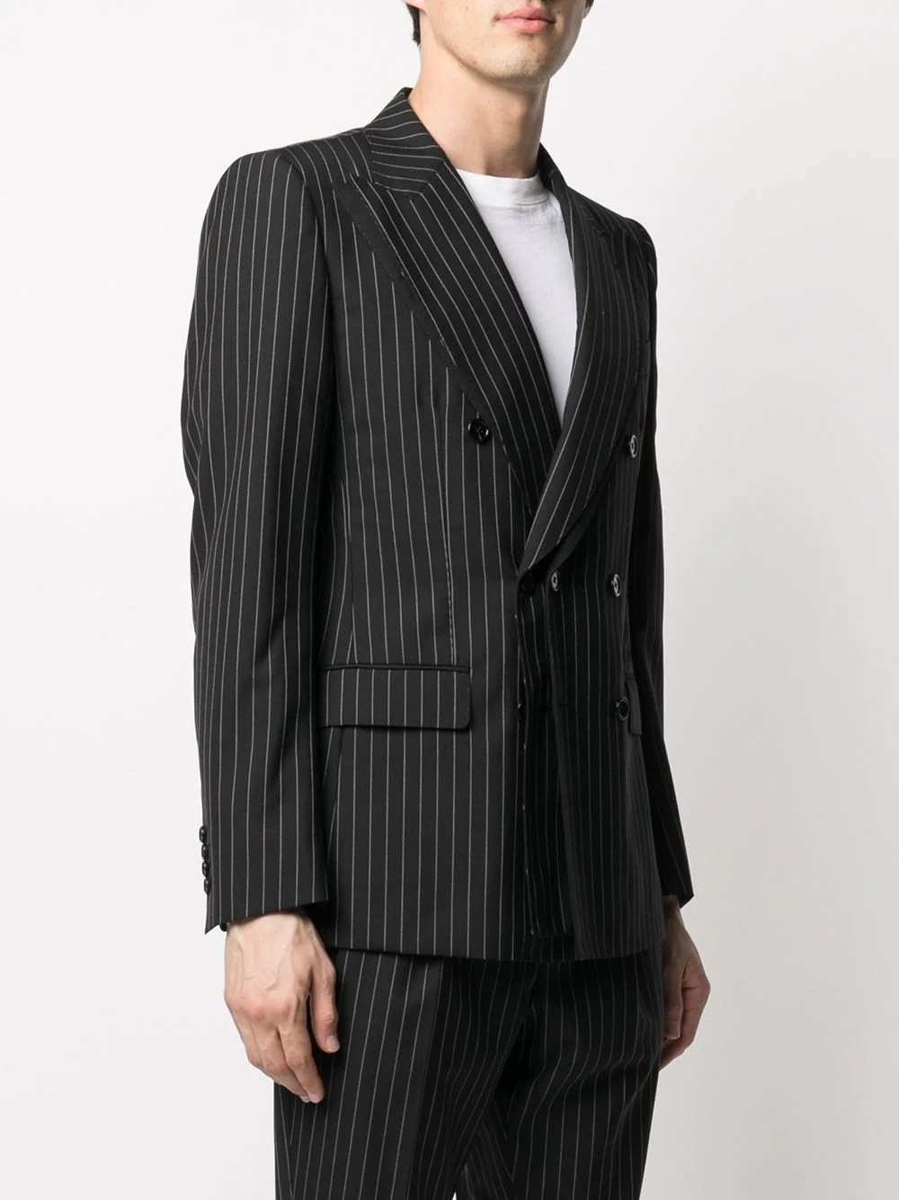 pinstripe peak-lapel blazer - 3