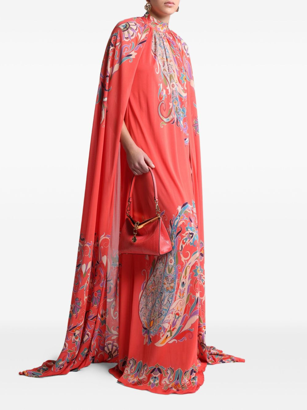 printed cape dress - 2
