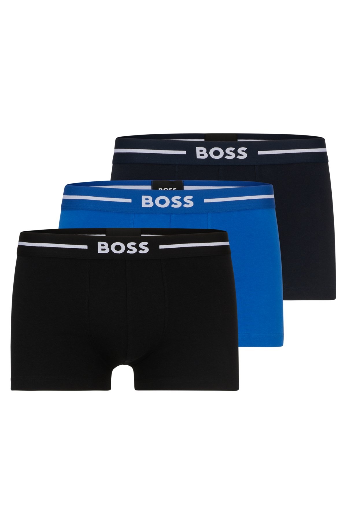 THREE-PACK OF STRETCH-COTTON TRUNKS WITH LOGO WAISTBANDS - 1
