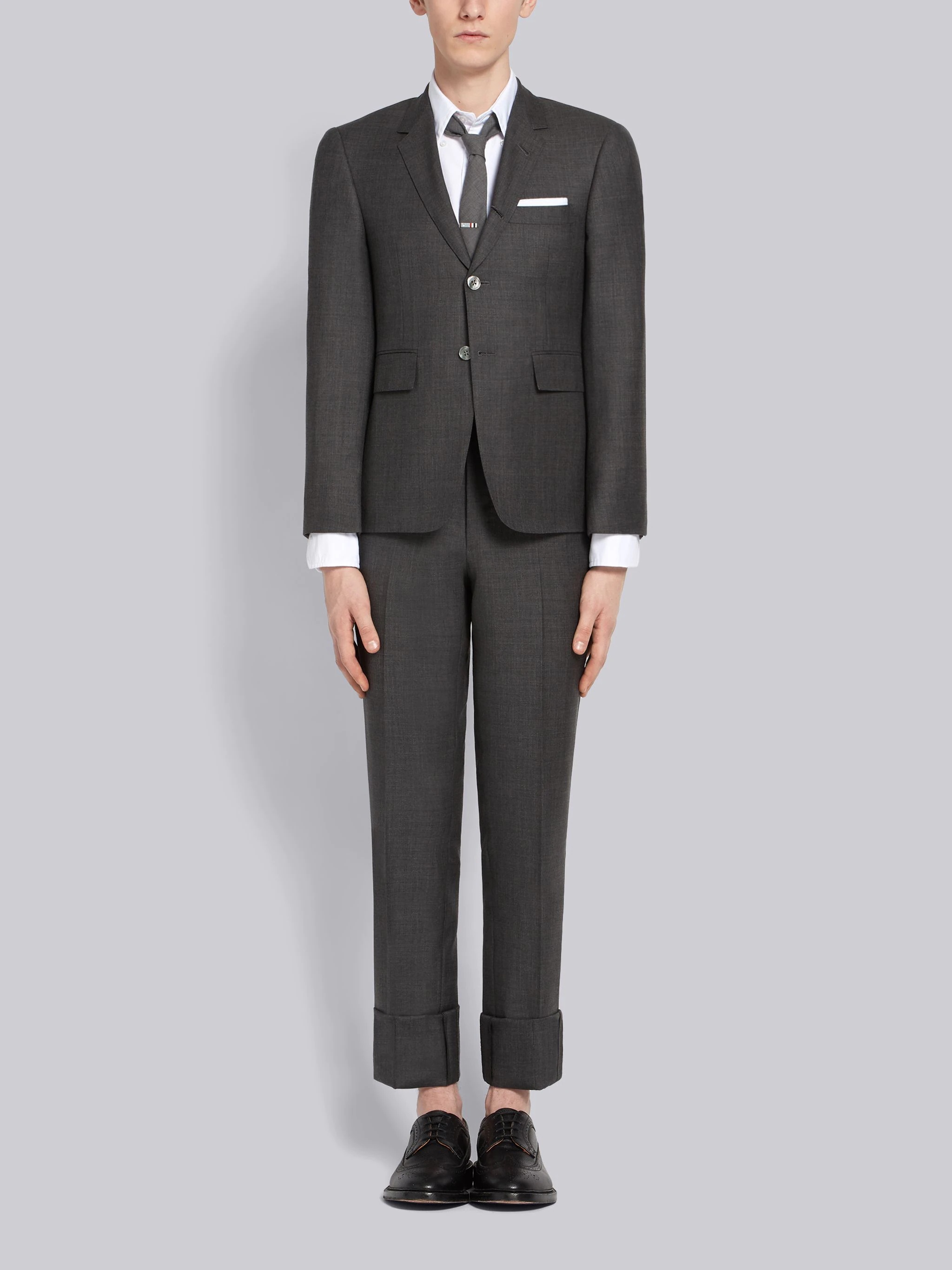 Dark Grey Step-Twilled Cool Wool Classic Suit - 1