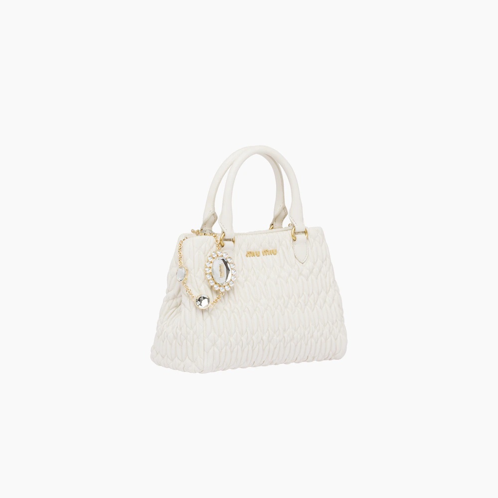 Miu Crystal cloqué nappa leather handbag - 2