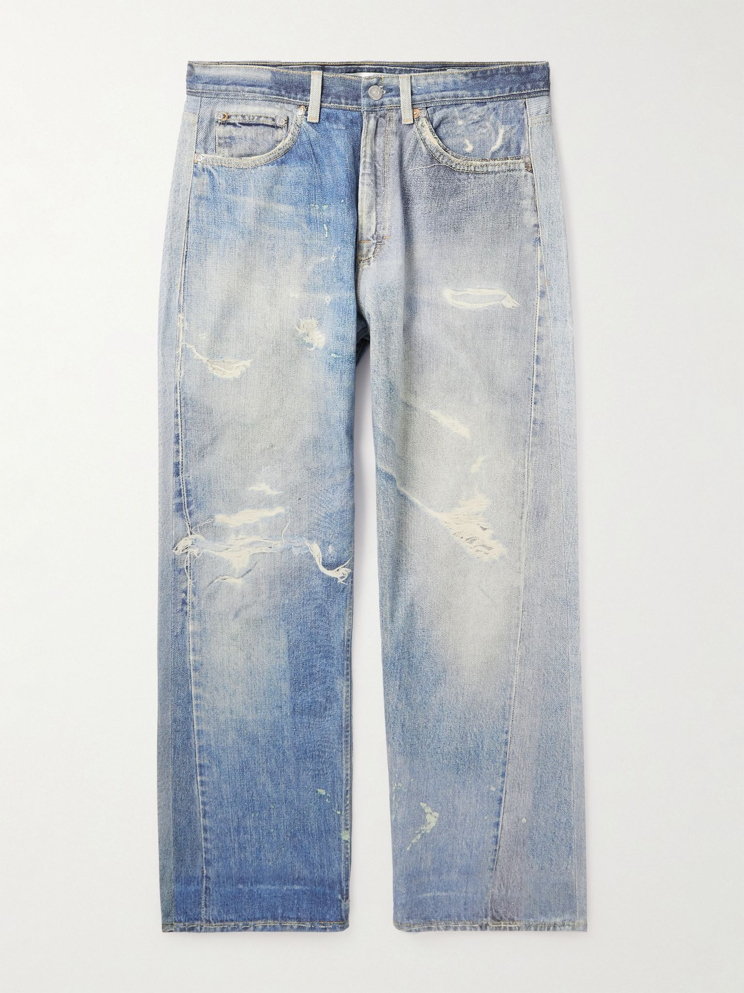 Third Cut Straight-Leg Printed Jeans Blue - 1