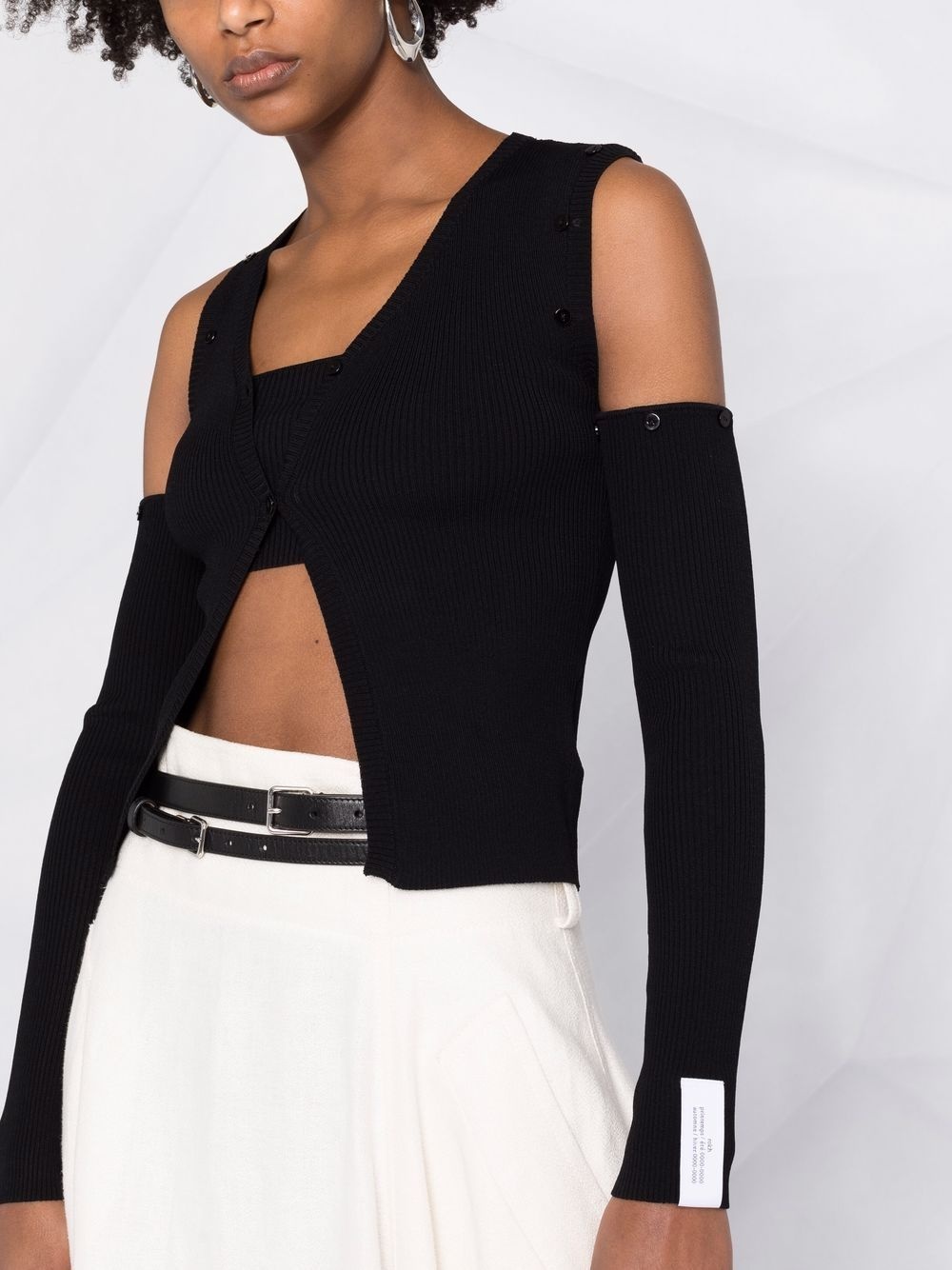 cut-out knitted cardigan - 3